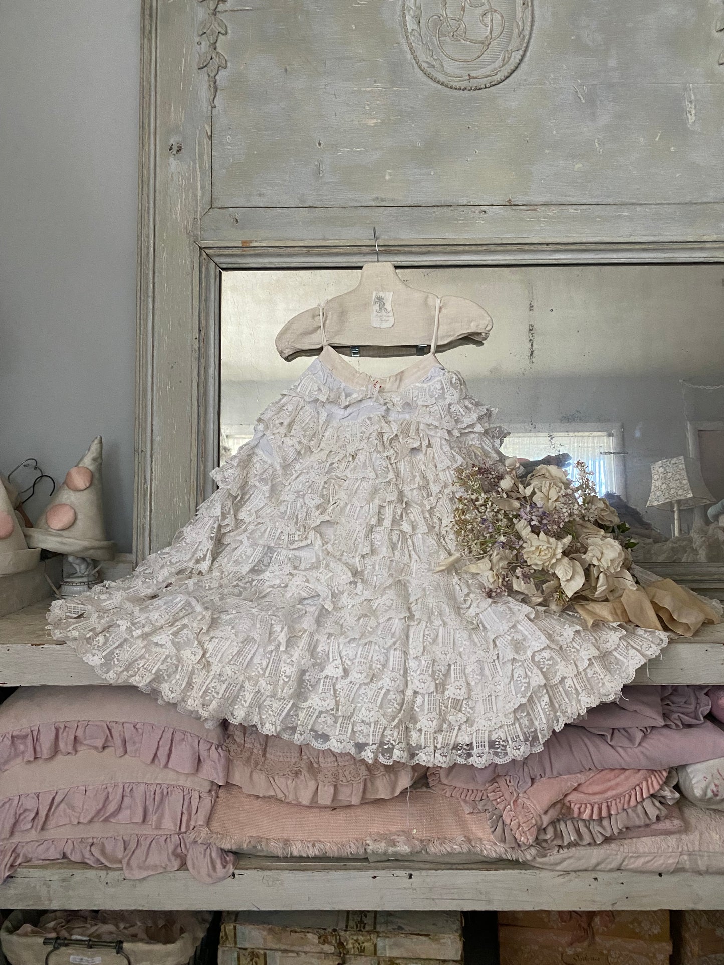 RARE Antique French Ruffled Lace Theater Ballet Skirt N0.6