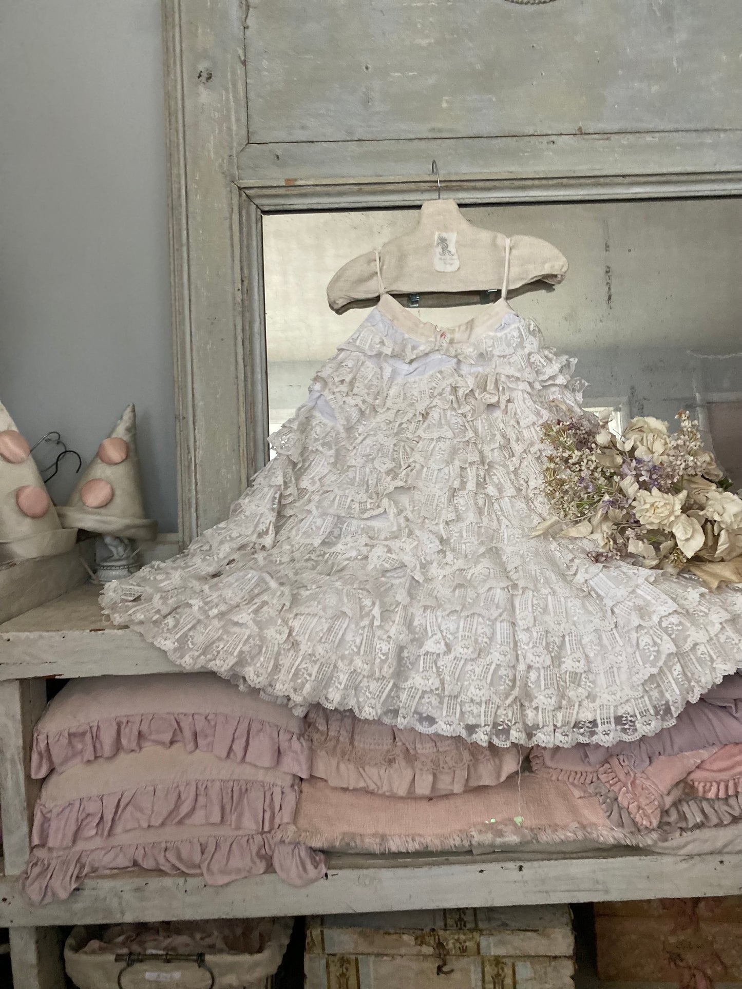 RARE Antique French Ruffled Lace Theater Ballet Skirt N0.6