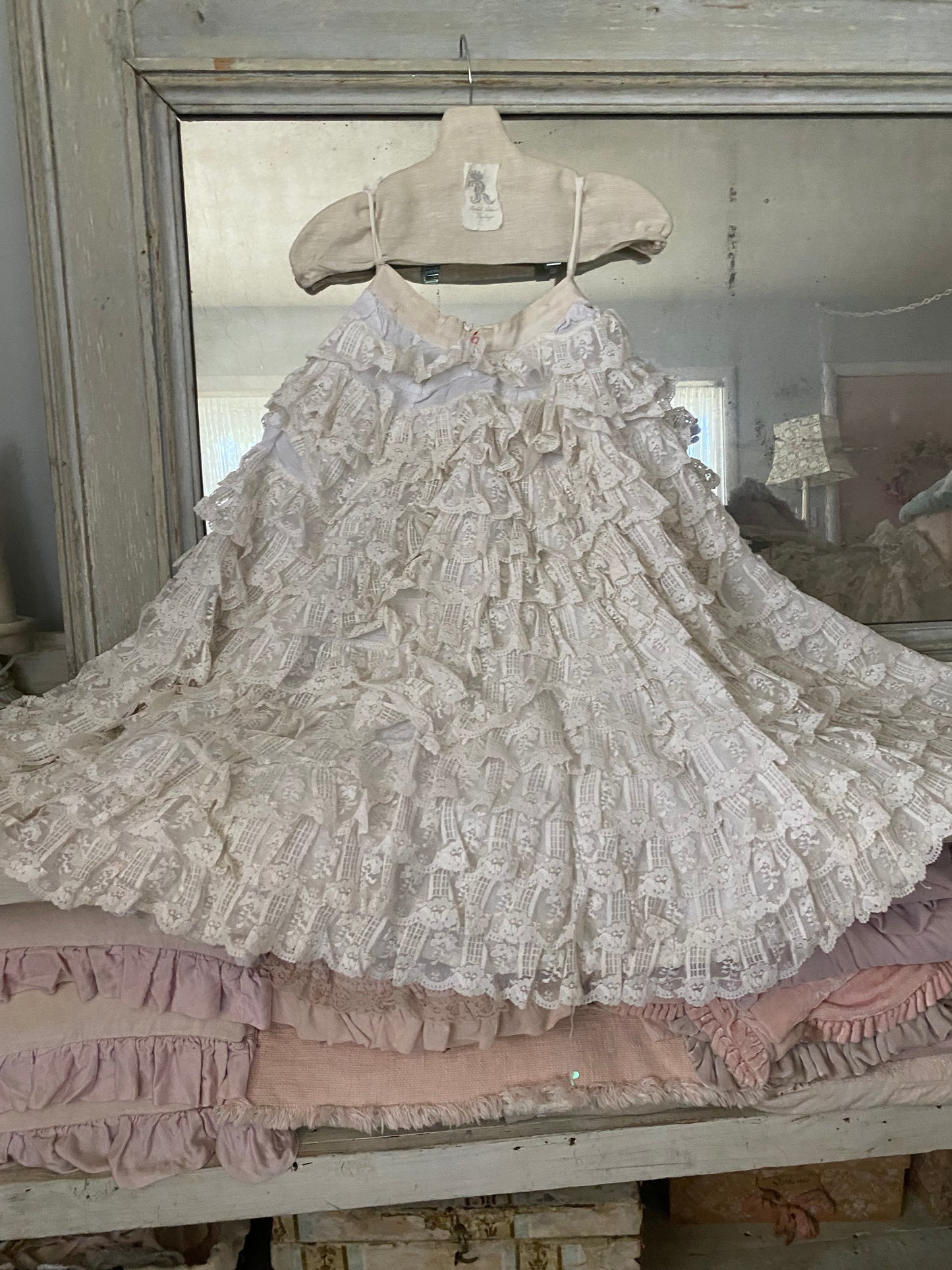 RARE Antique French Ruffled Lace Theater Ballet Skirt N0.6
