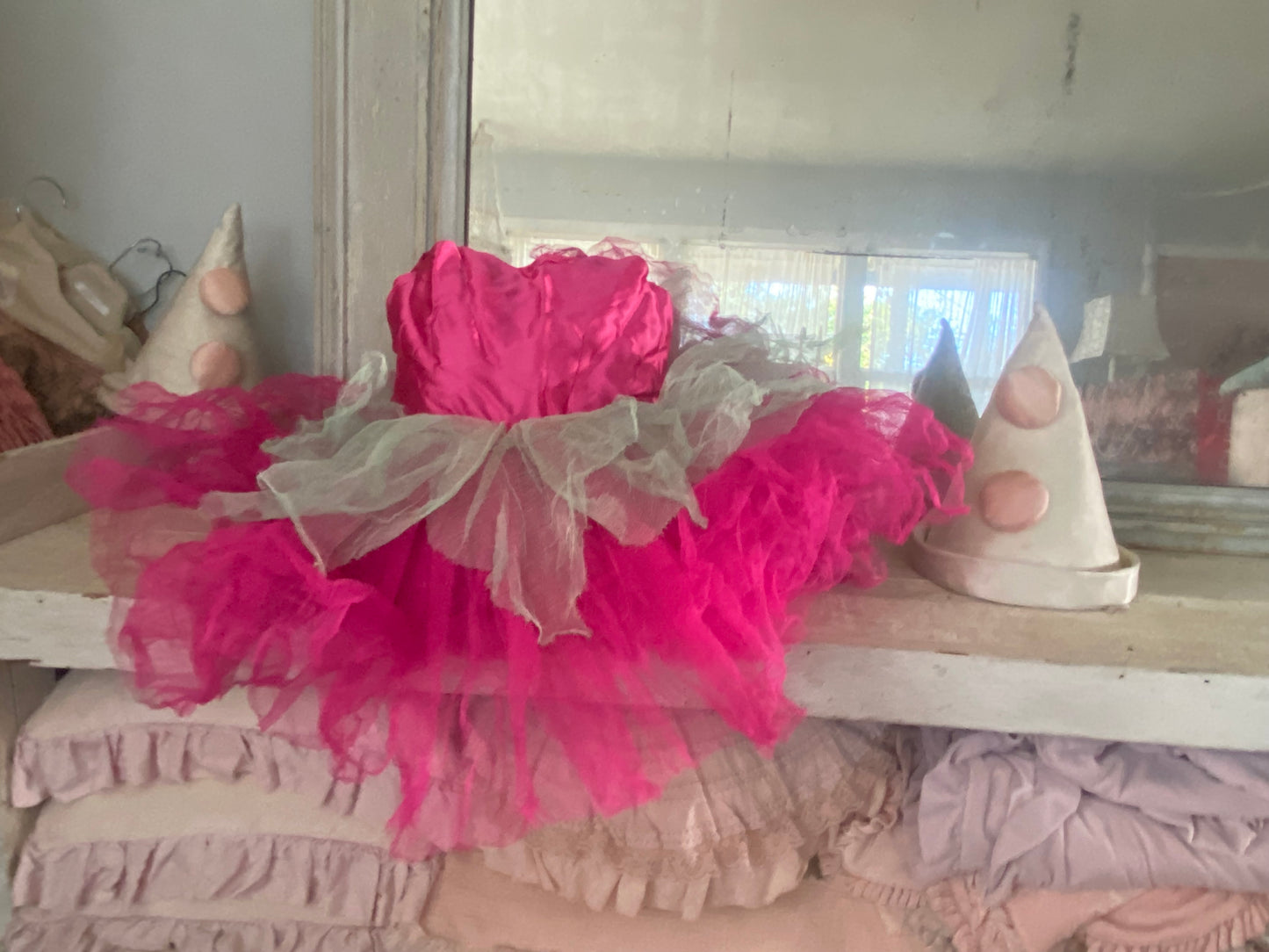 Vinatge Frothy Ruffled Pink Gauze Lace Ballet Tutu