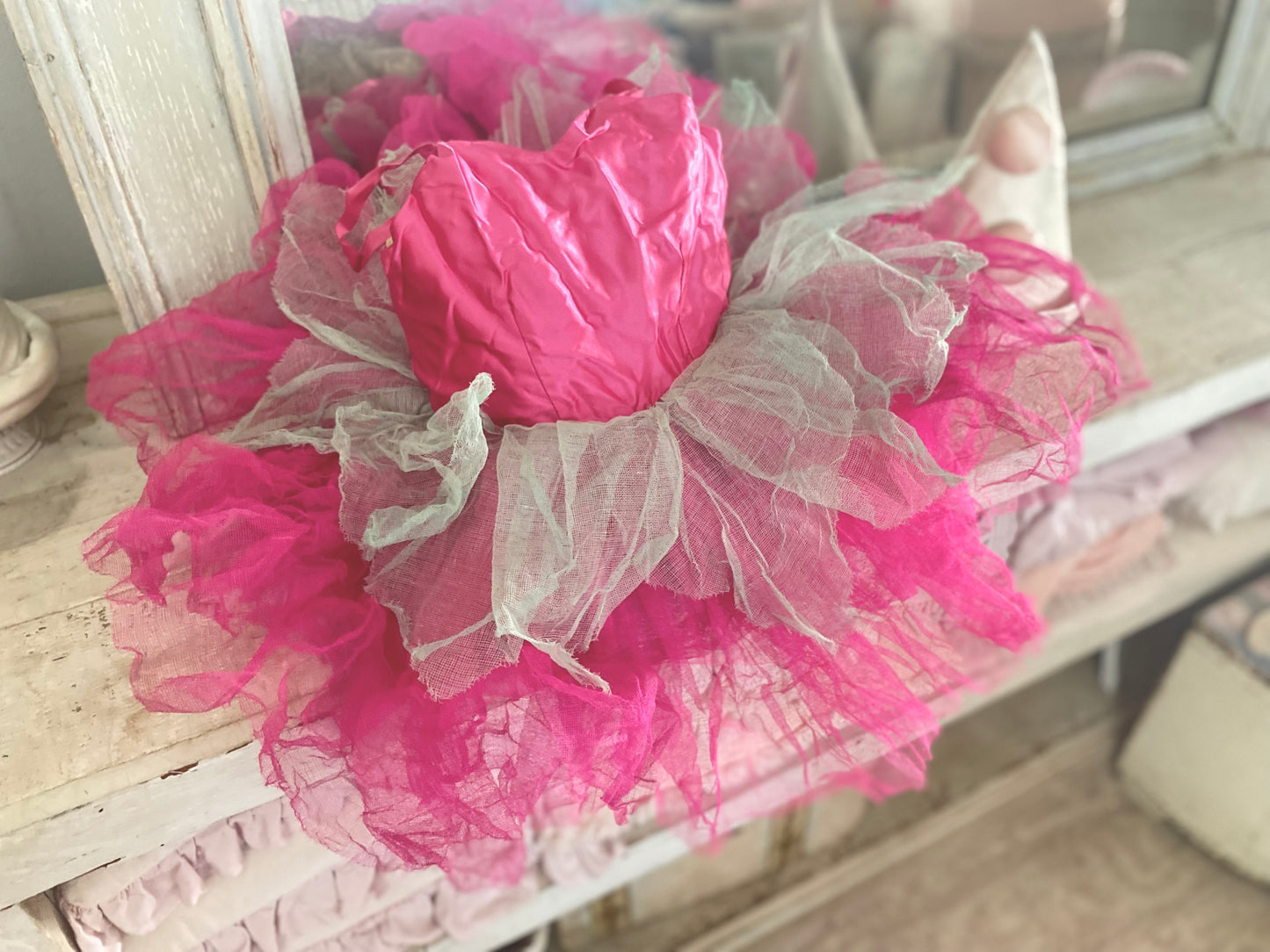 Vinatge Frothy Ruffled Pink Gauze Lace Ballet Tutu