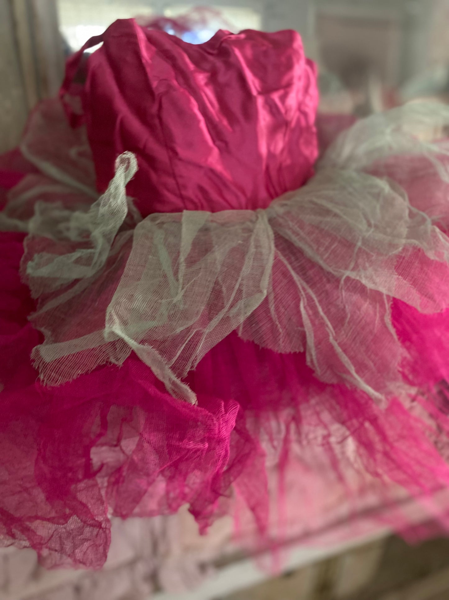 Vinatge Frothy Ruffled Pink Gauze Lace Ballet Tutu
