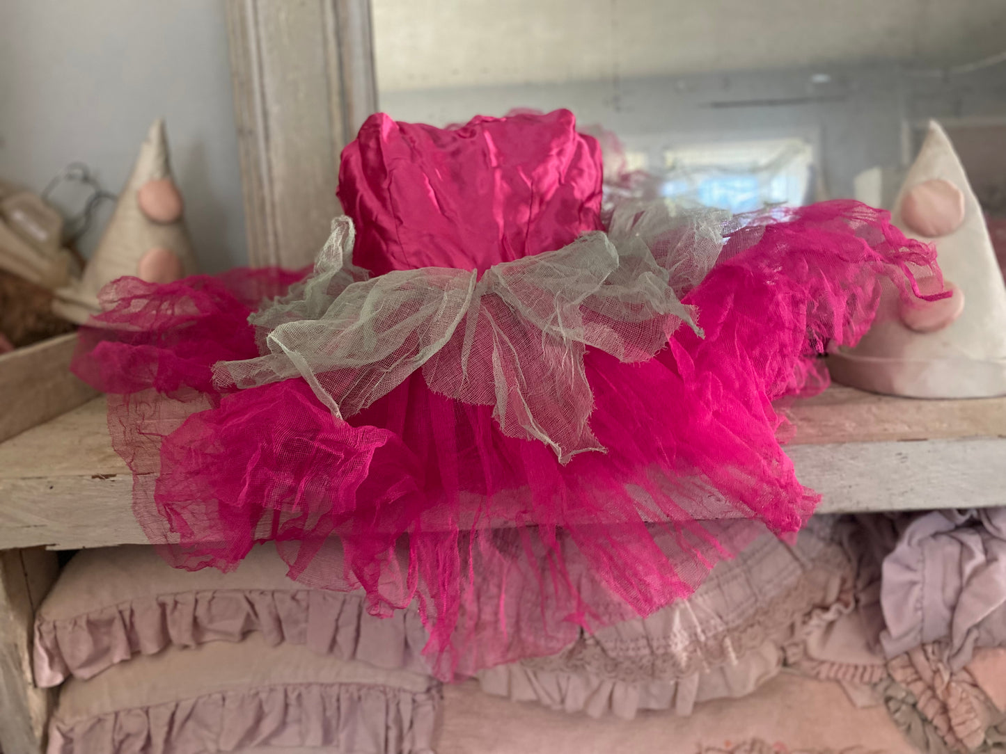 Vinatge Frothy Ruffled Pink Gauze Lace Ballet Tutu