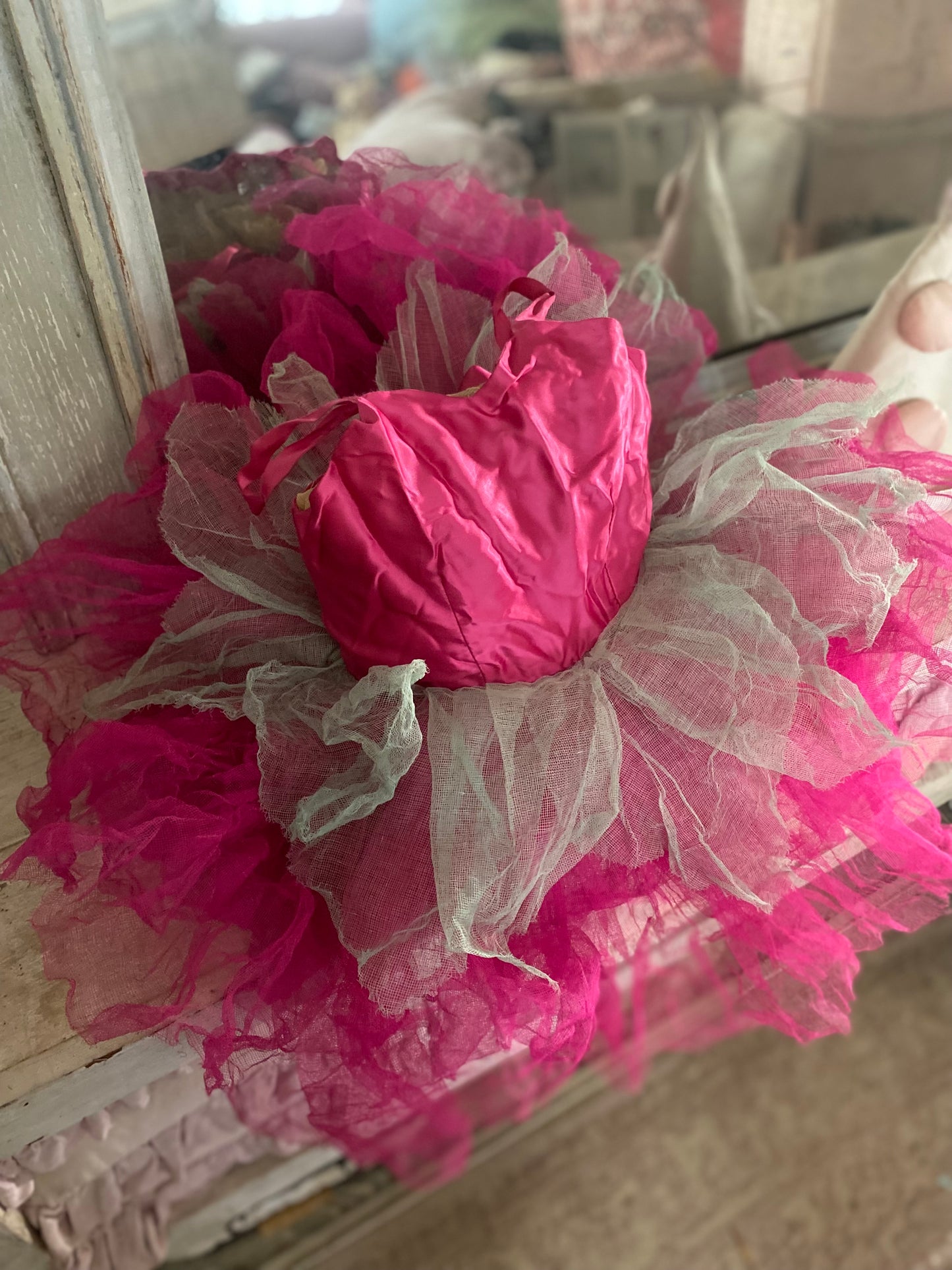 Vinatge Frothy Ruffled Pink Gauze Lace Ballet Tutu