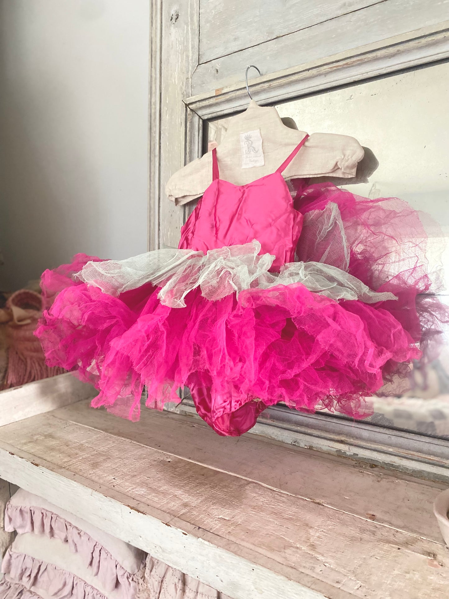 Vinatge Frothy Ruffled Pink Gauze Lace Ballet Tutu
