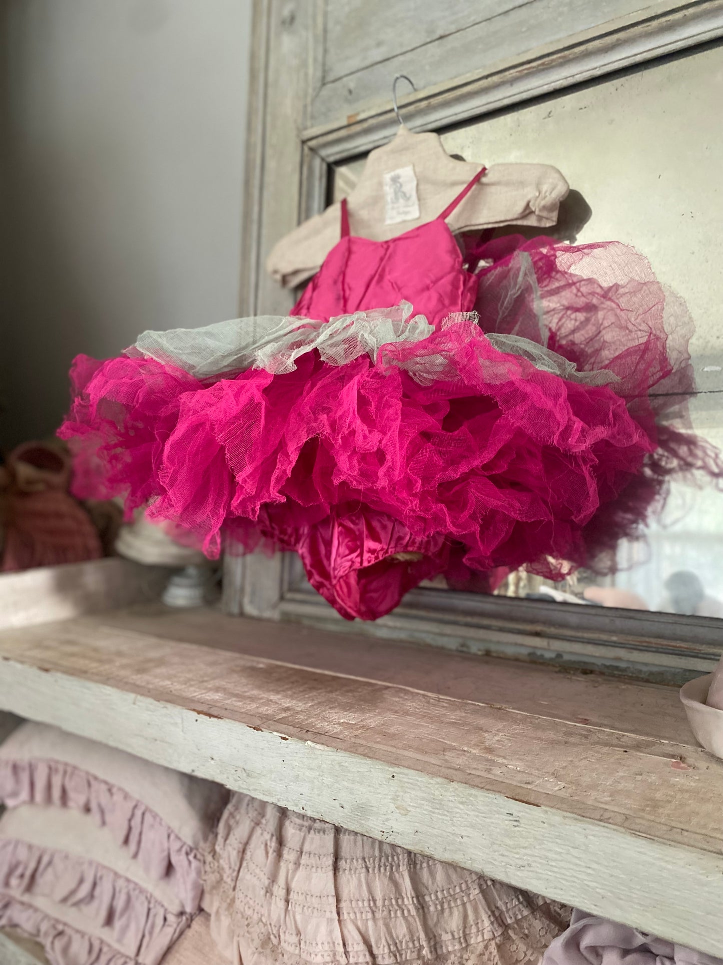 Vinatge Frothy Ruffled Pink Gauze Lace Ballet Tutu