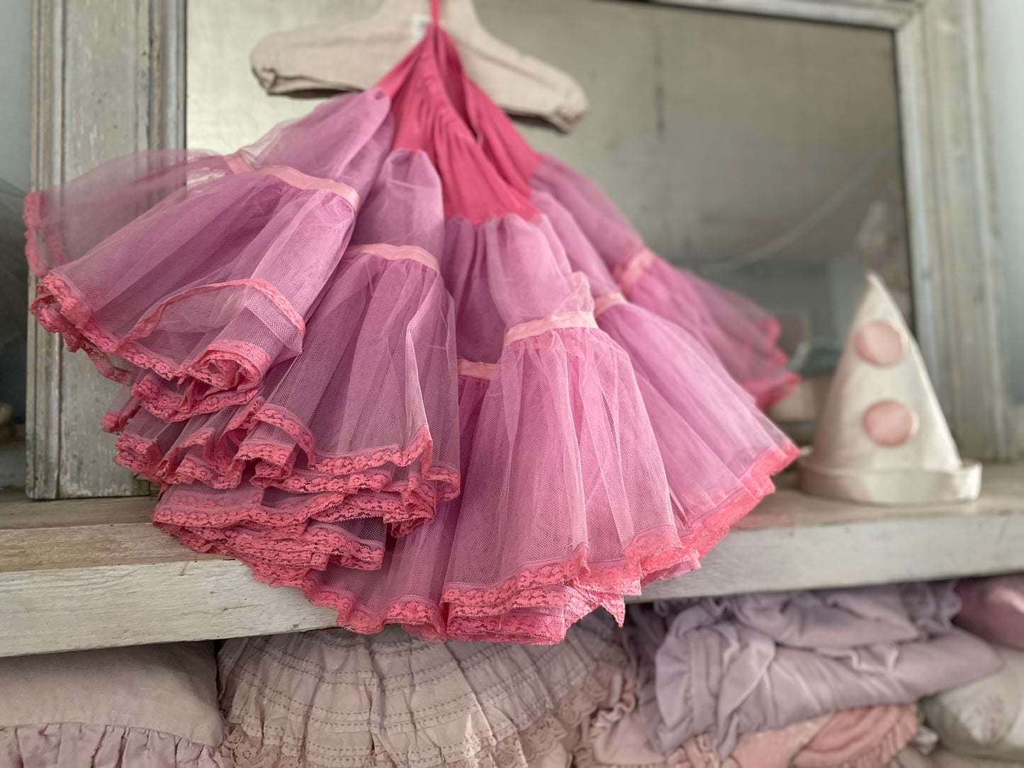 Vinatge Ruffled Pink Ballet Tutu Skirt