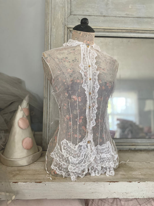 Antique Ruffled Lace Dickey