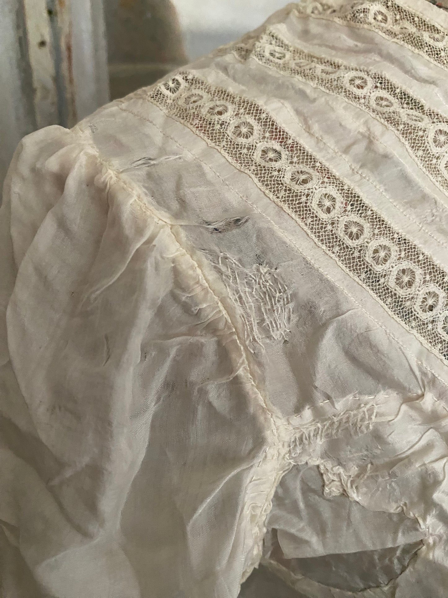 Antique Silk Lace Trim Blouse