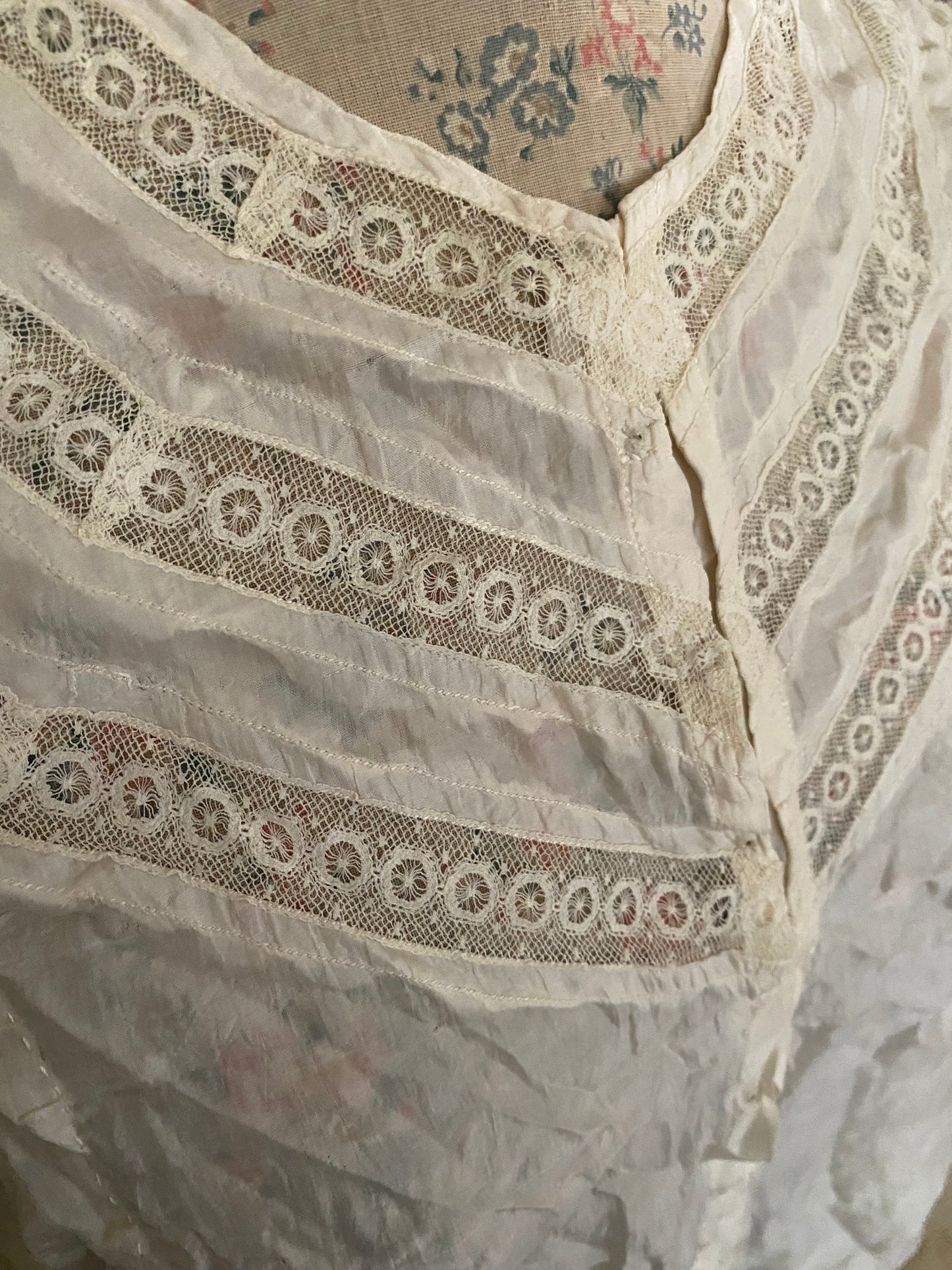Antique Silk Lace Trim Blouse