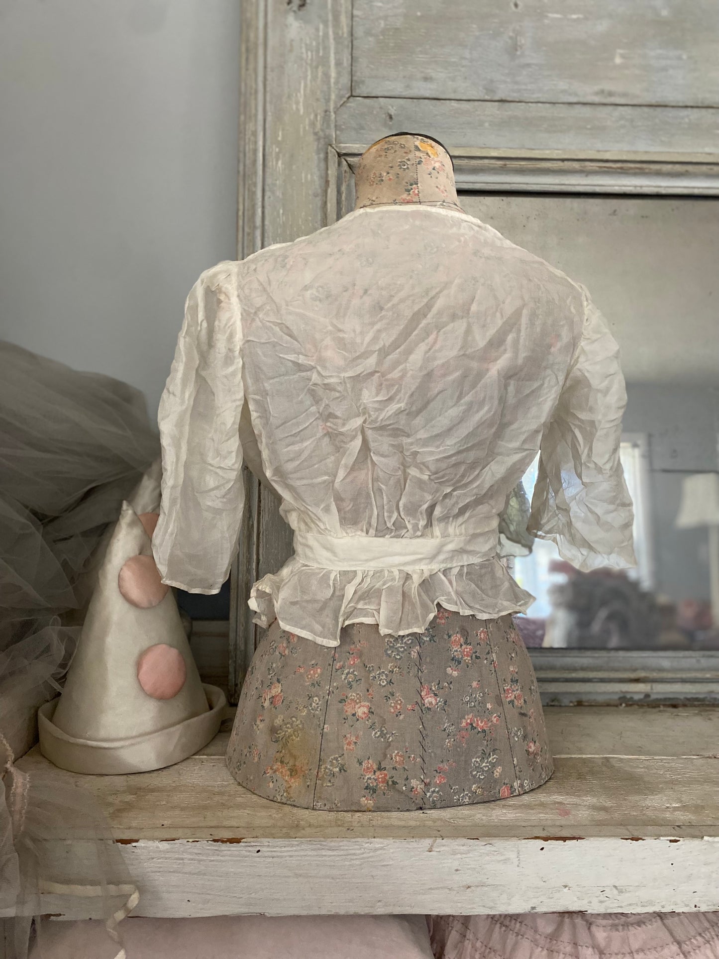 Antique Silk Lace Trim Blouse