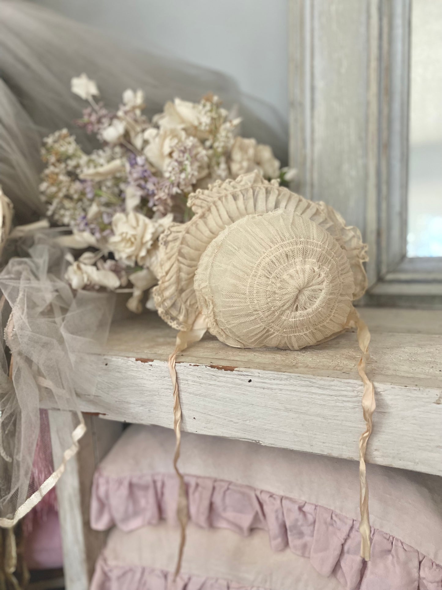 Antique Lace Baby Bonnet Hat