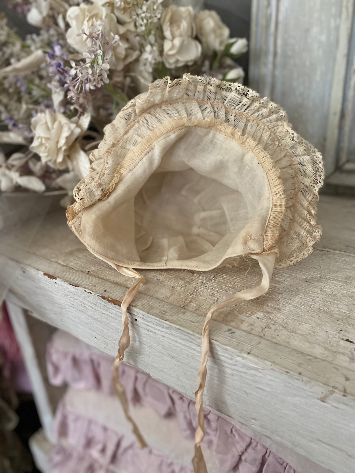 Antique Lace Baby Bonnet Hat