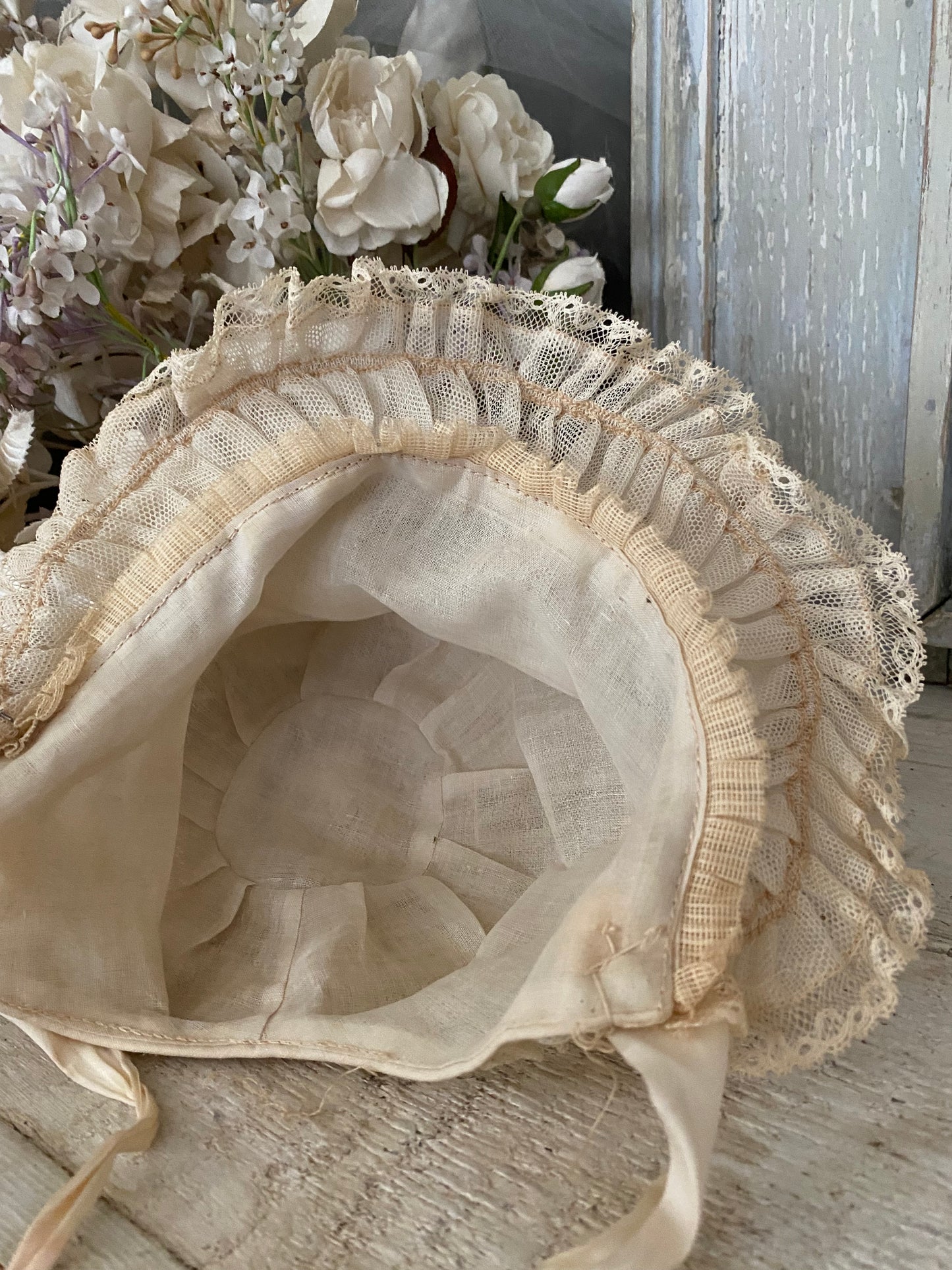 Antique Lace Baby Bonnet Hat