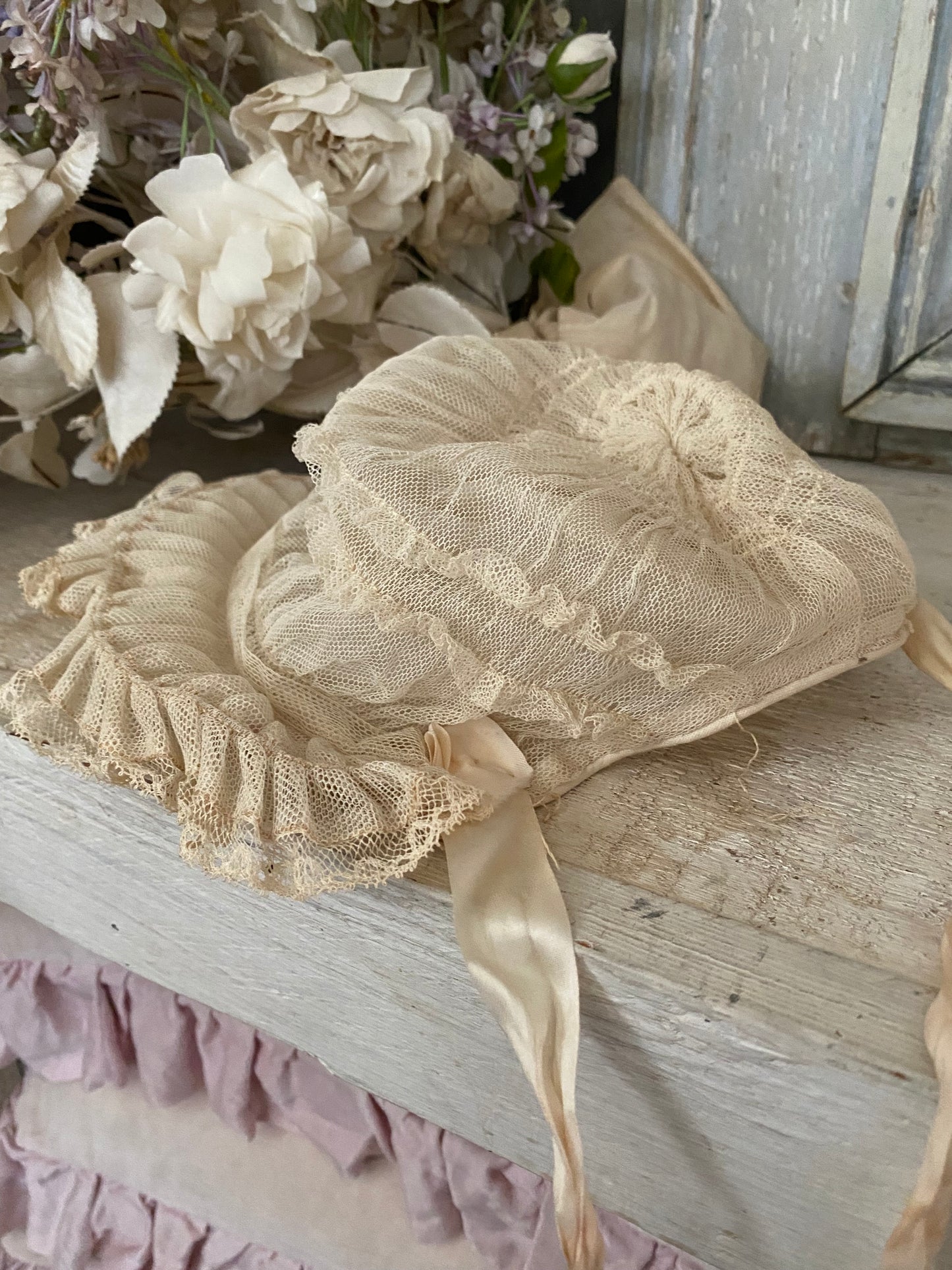 Antique Lace Baby Bonnet Hat