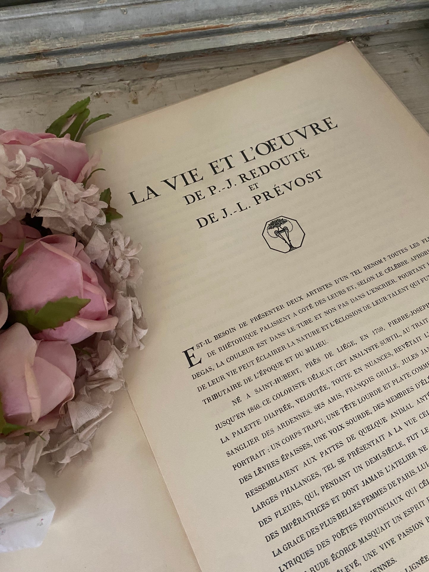 Antique French Pink Rose "Fleurs et Fruits" Portfolio of 12 Etchings