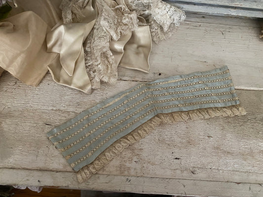 Antique Blue Silk Lace Collar