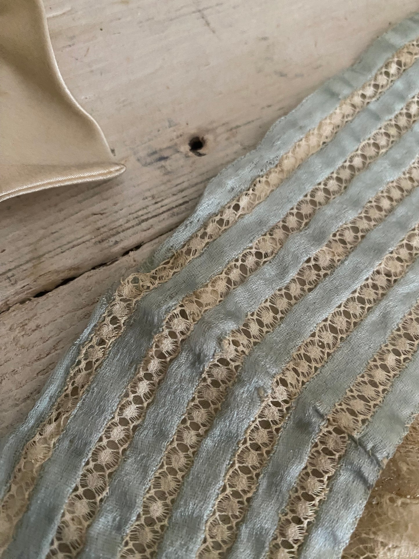Antique Blue Silk Lace Collar