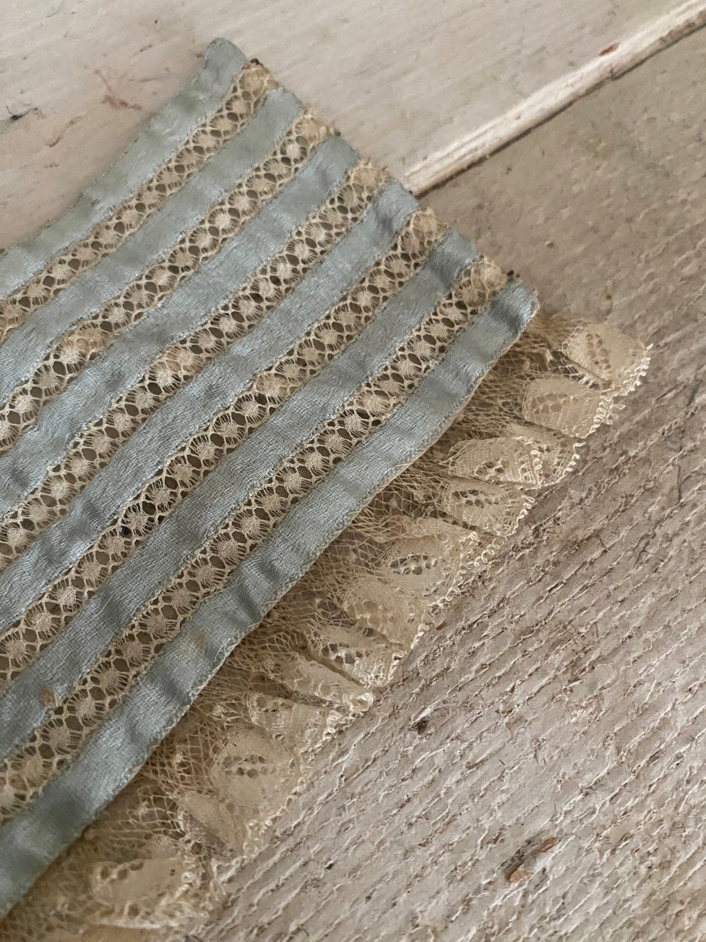 Antique Blue Silk Lace Collar