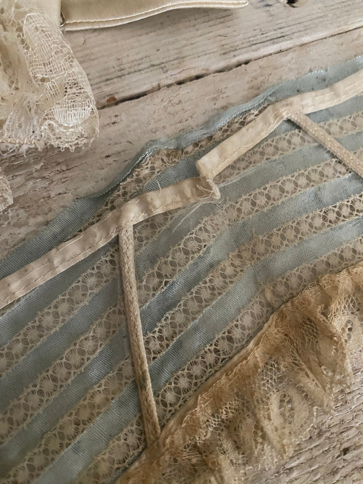 Antique Blue Silk Lace Collar