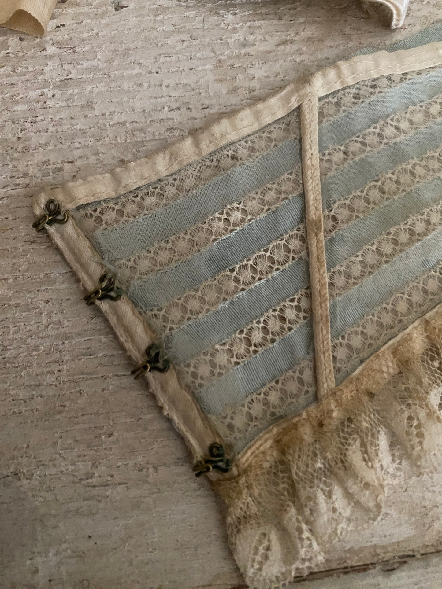Antique Blue Silk Lace Collar