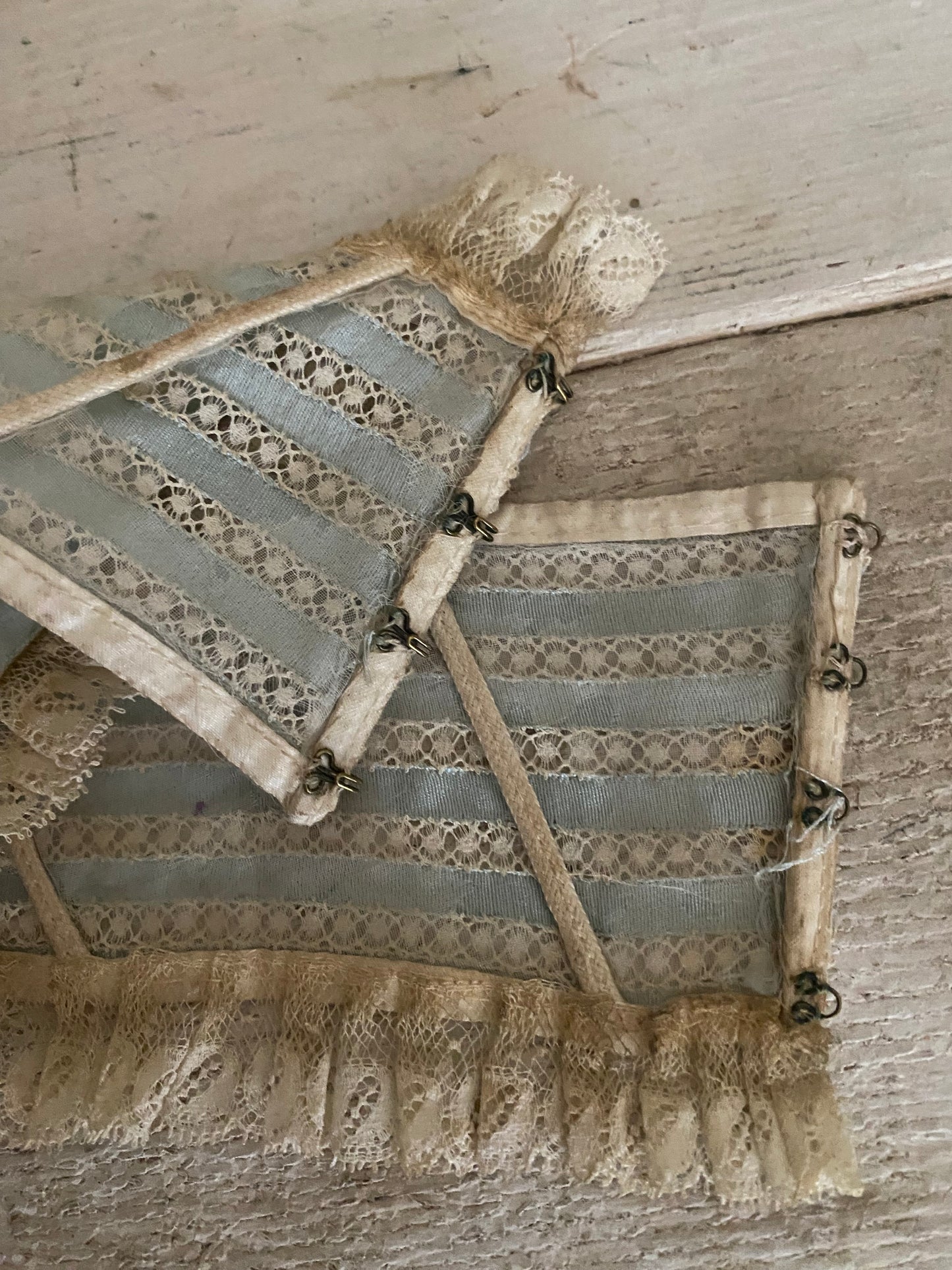 Antique Blue Silk Lace Collar
