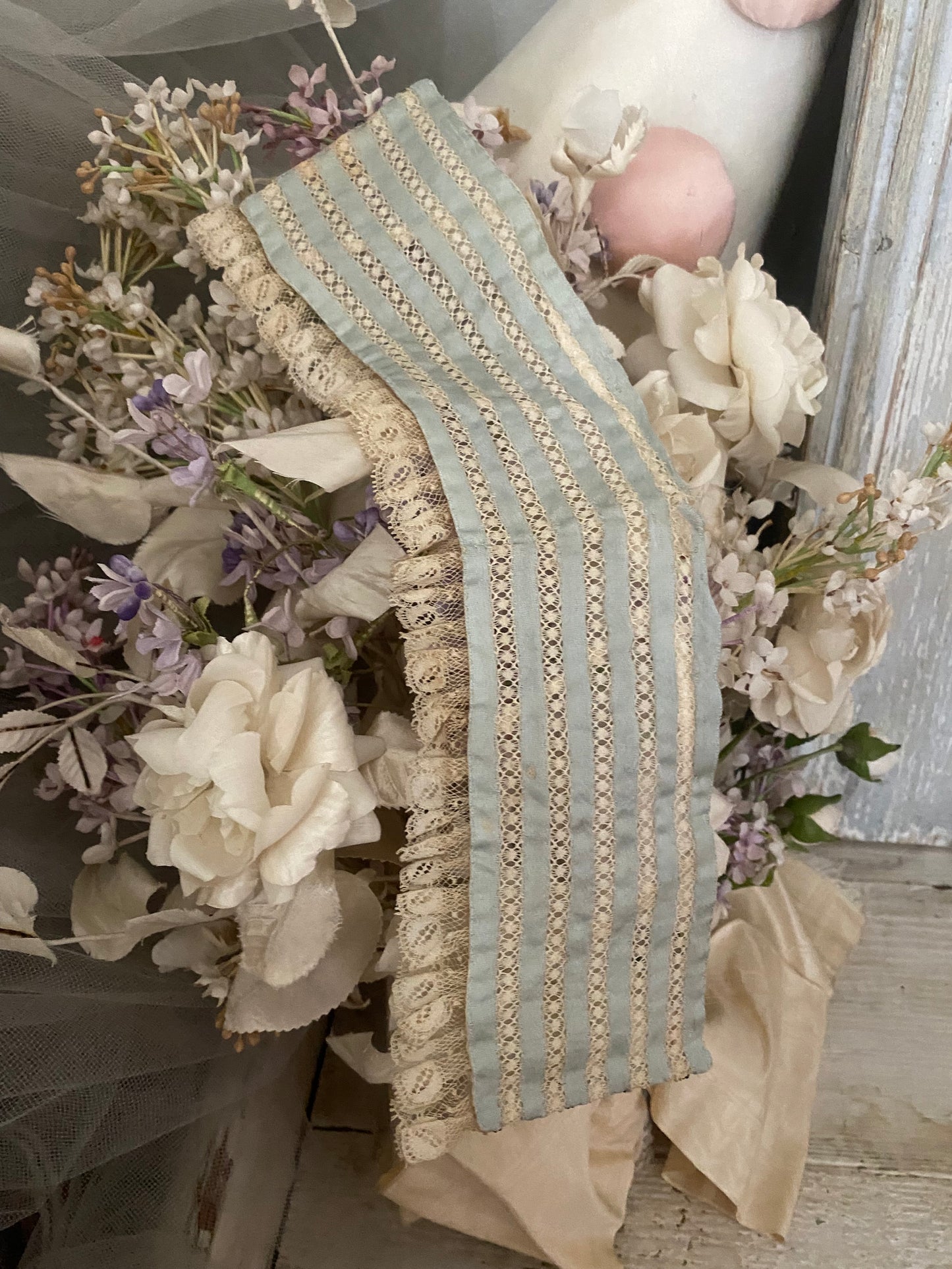 Antique Blue Silk Lace Collar