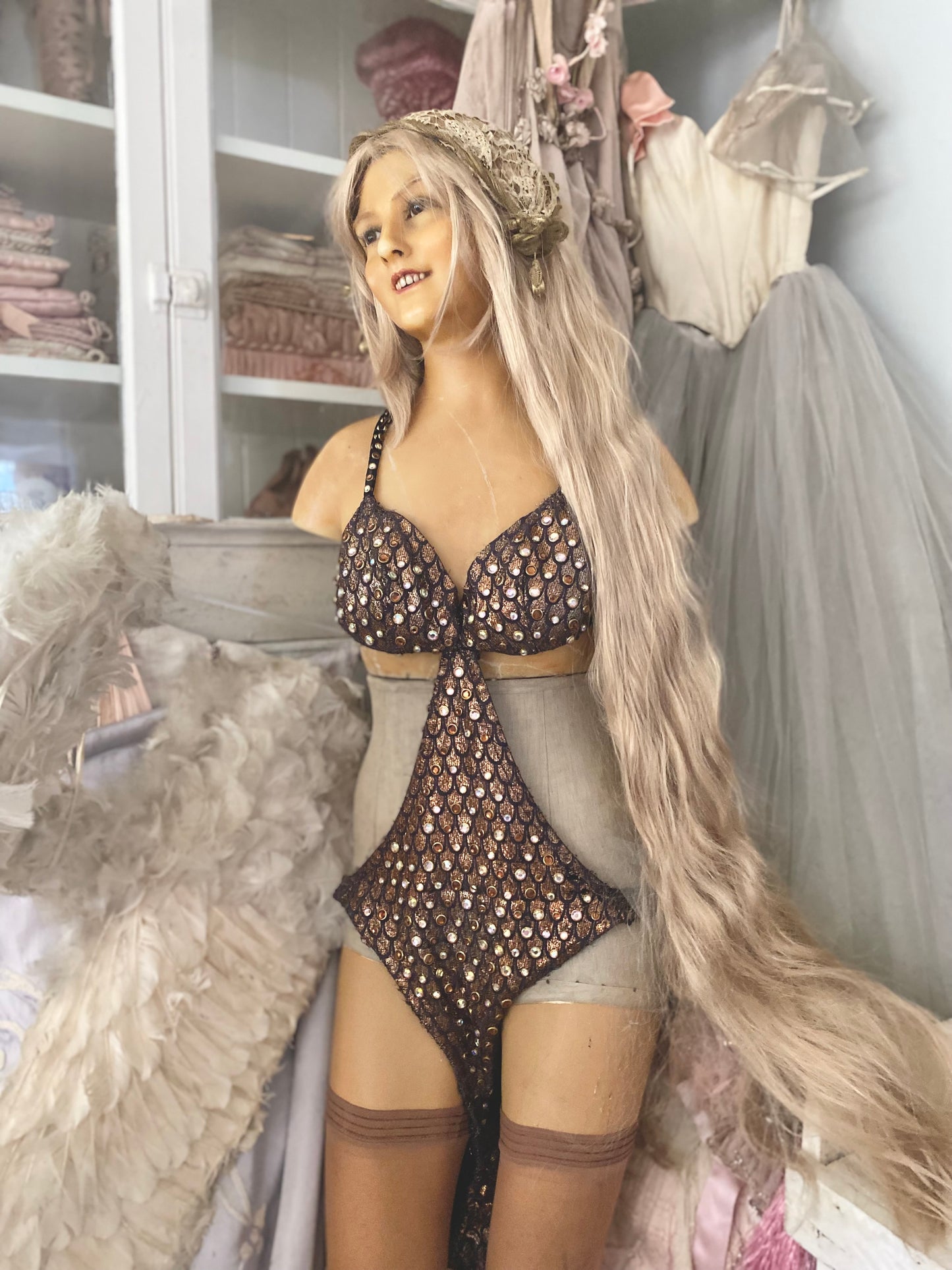 Vintage Hollywood Rhinestone Showgirl Costume