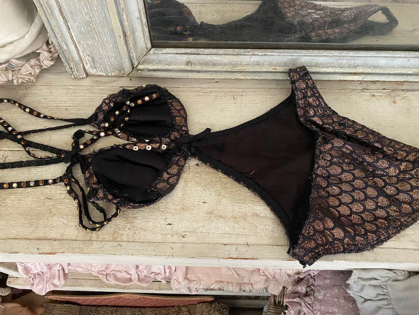 Vintage Hollywood Rhinestone Showgirl Costume