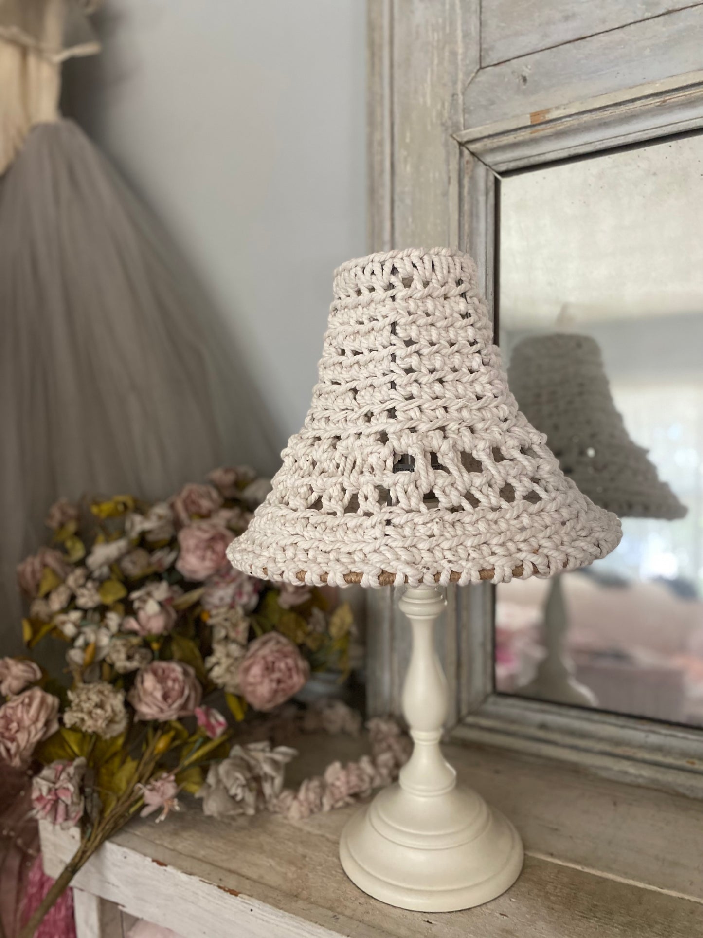 Vintage White Rope Lampshade