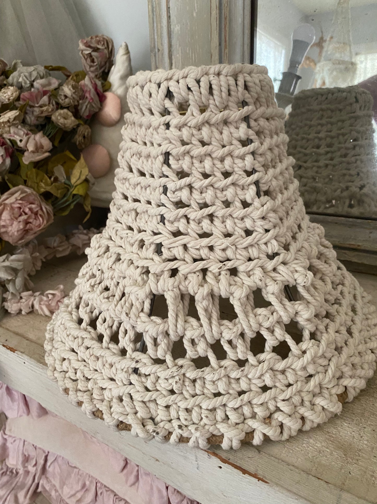 Vintage White Rope Lampshade