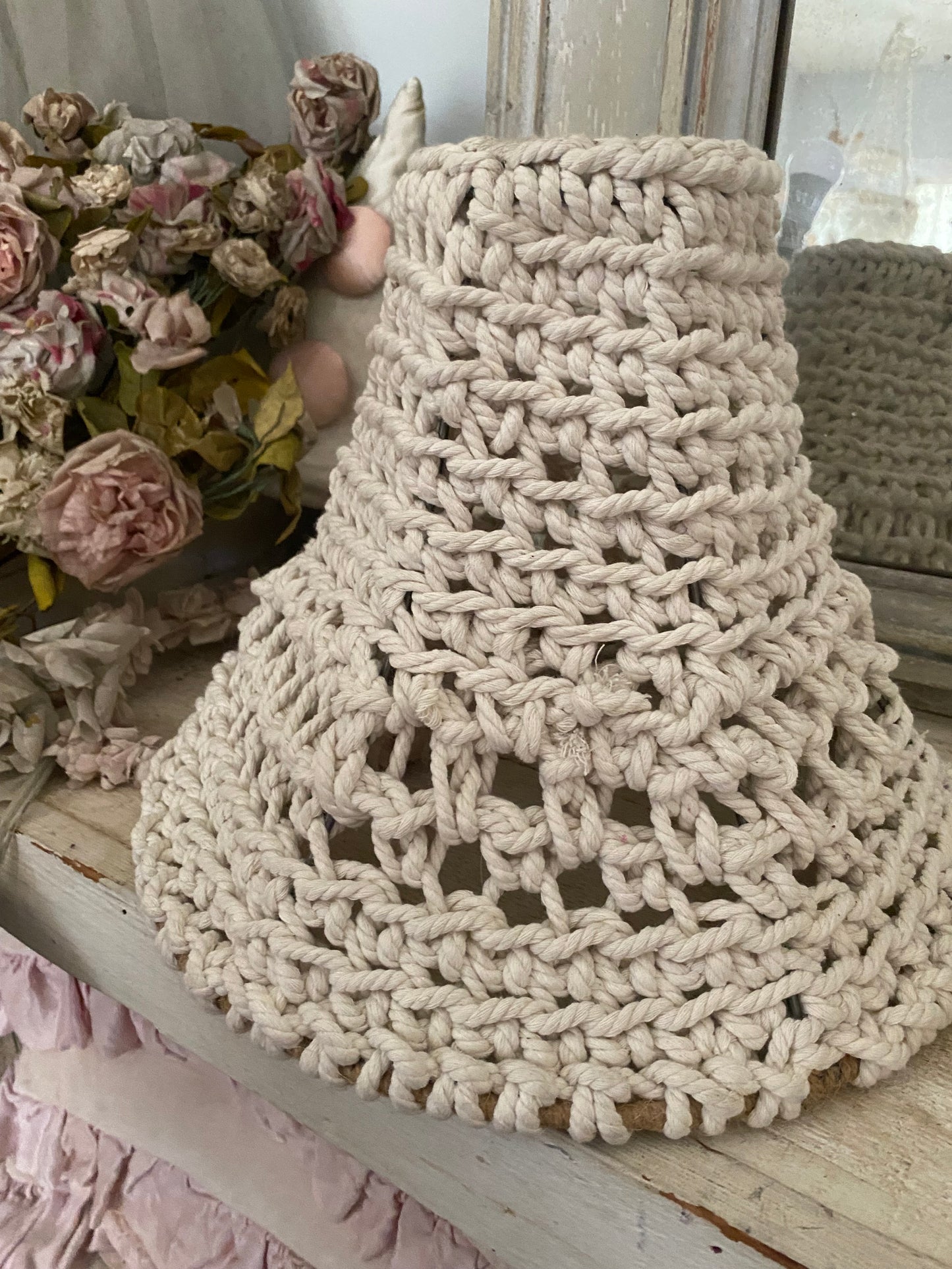 Vintage White Rope Lampshade