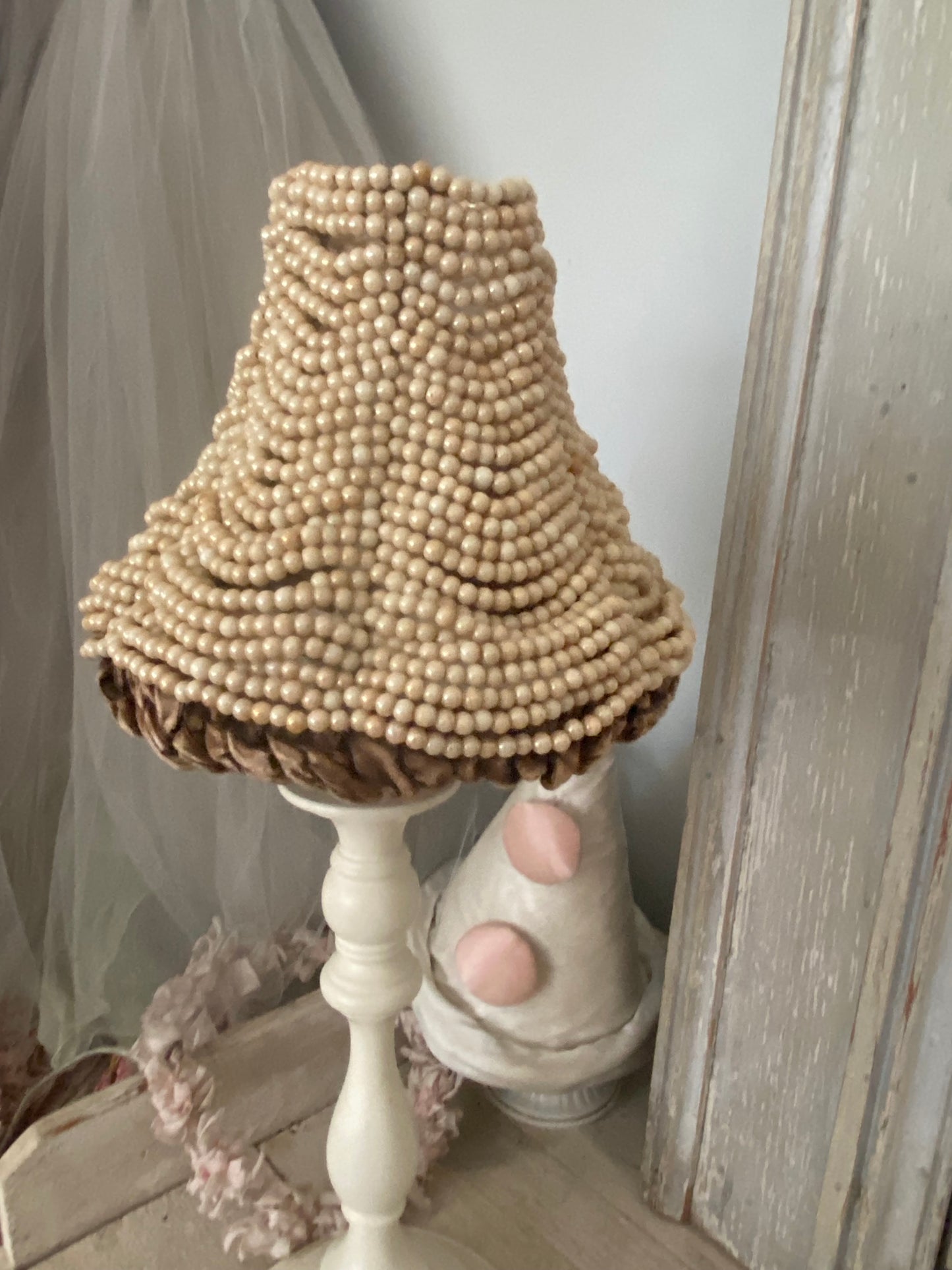 Vintage Beaded Pearlescent Pearl Lampshade