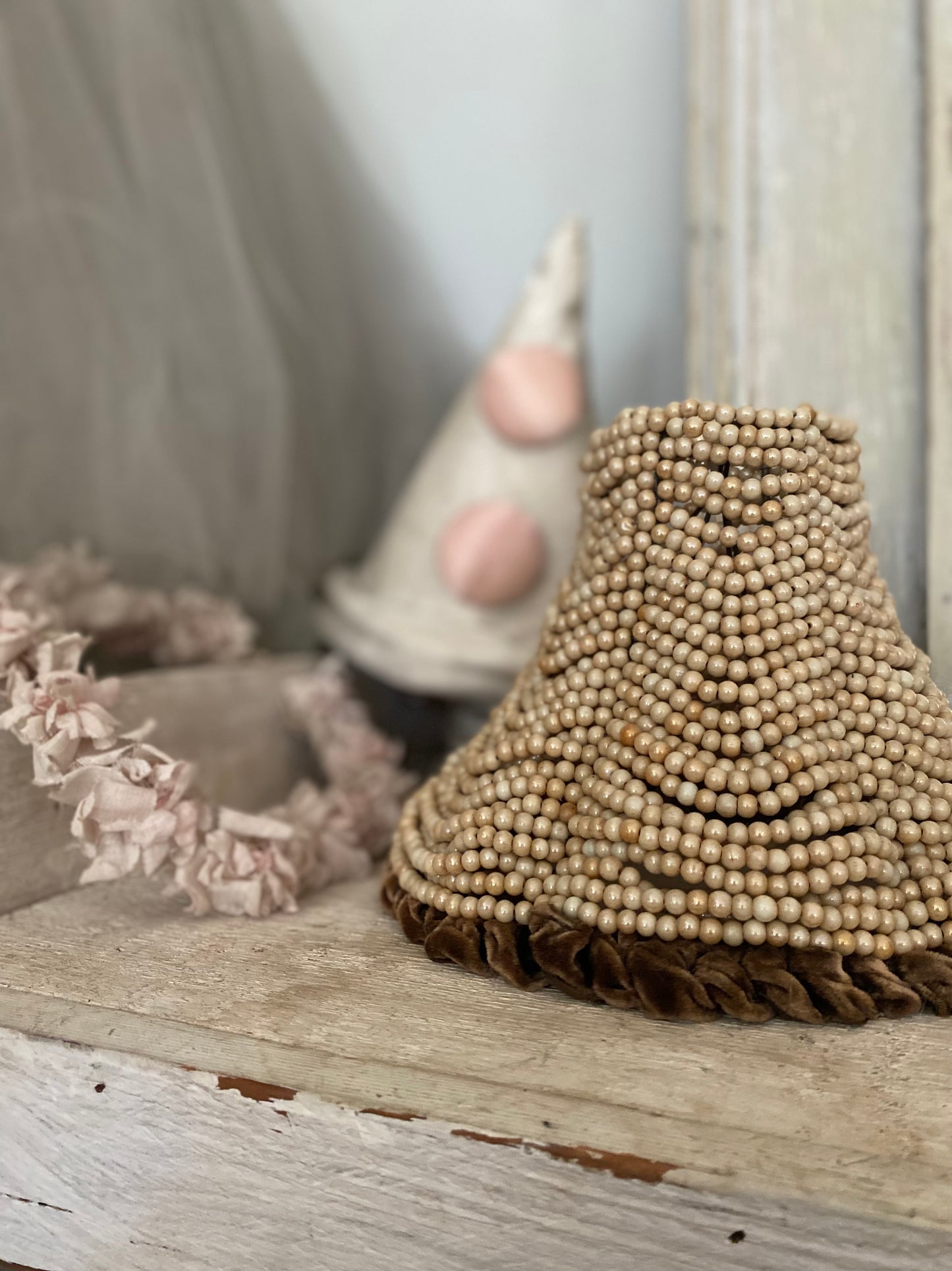 Vintage Beaded Pearlescent Pearl Lampshade