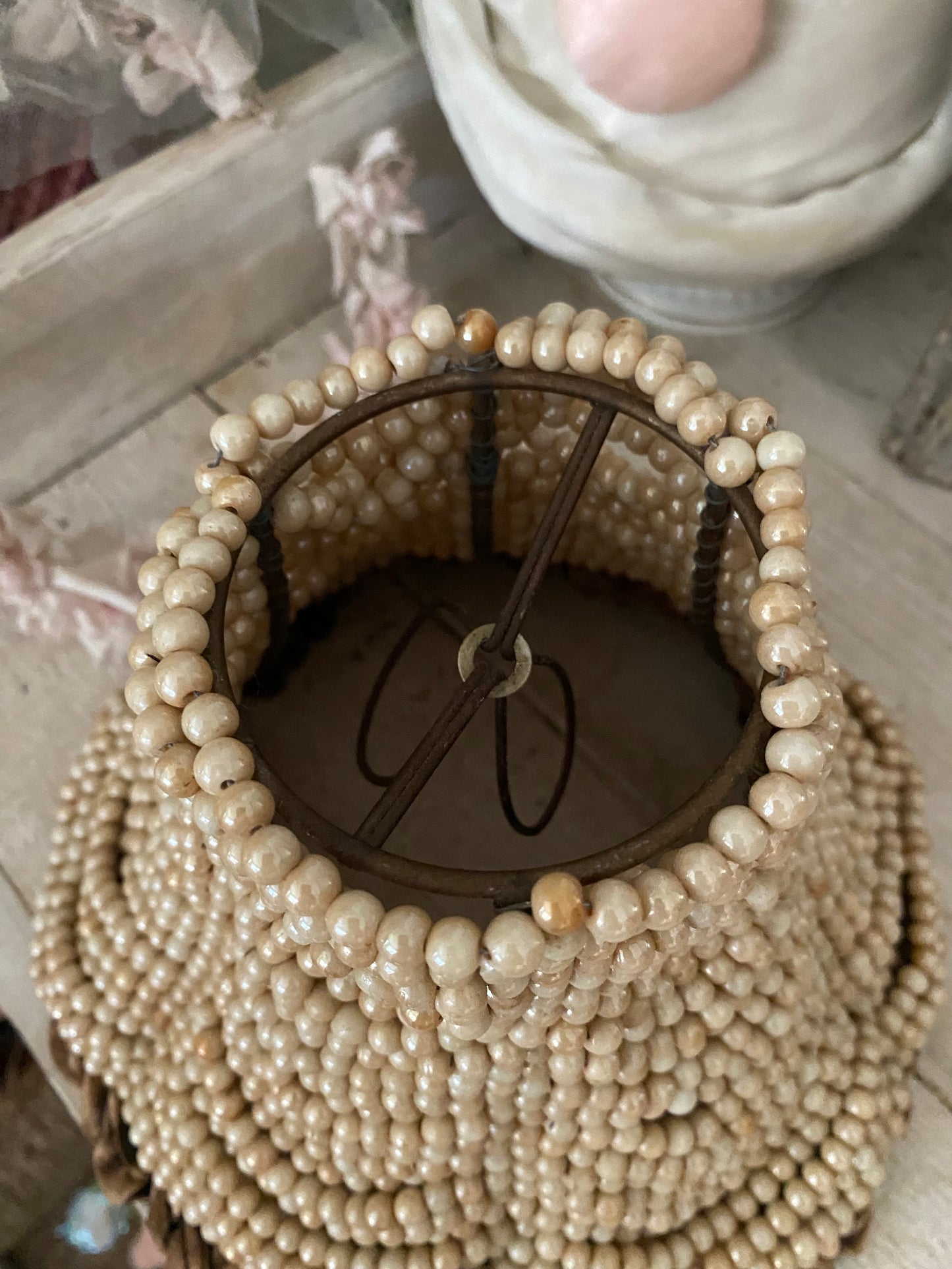 Vintage Beaded Pearlescent Pearl Lampshade