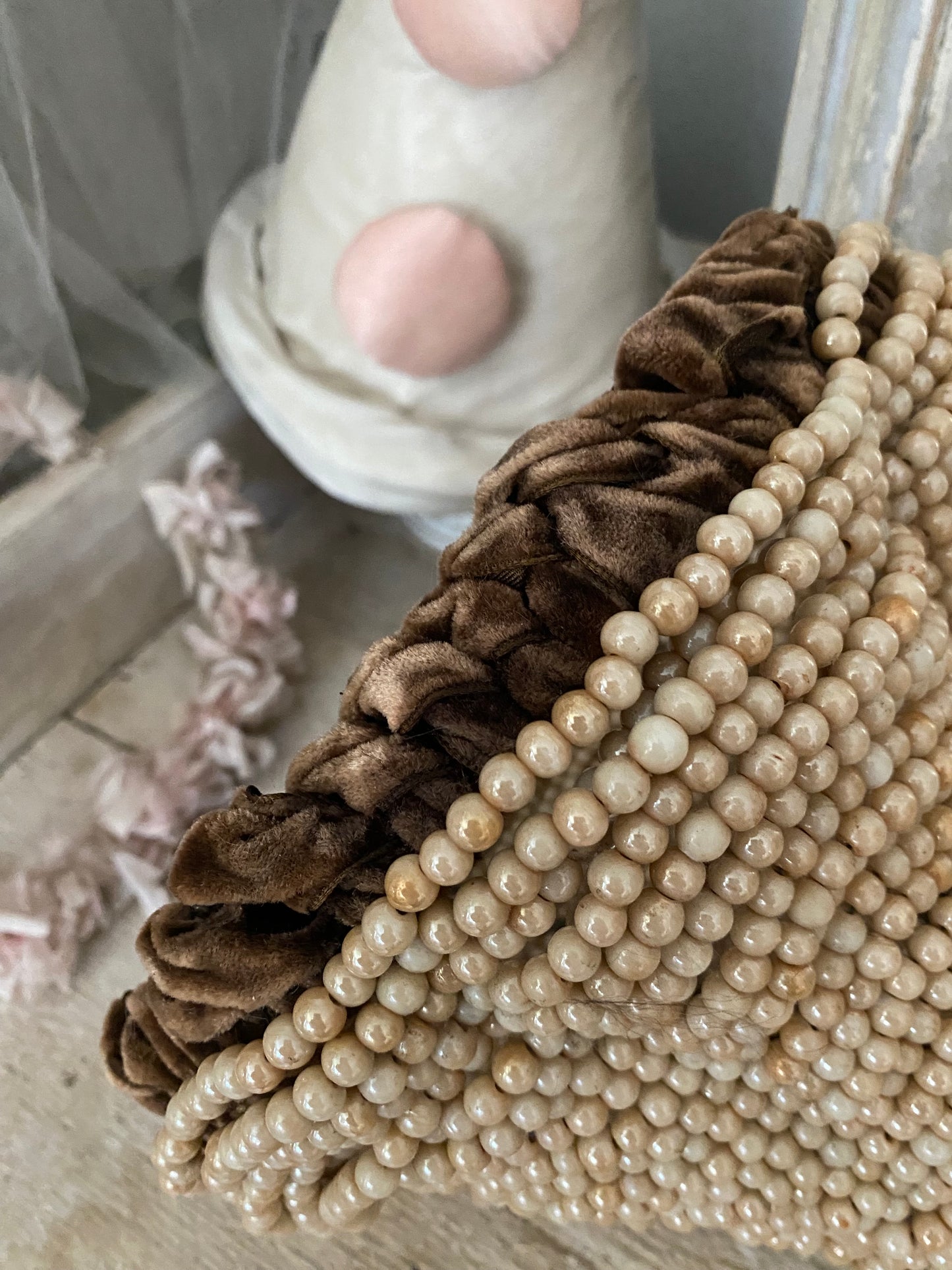Vintage Beaded Pearlescent Pearl Lampshade