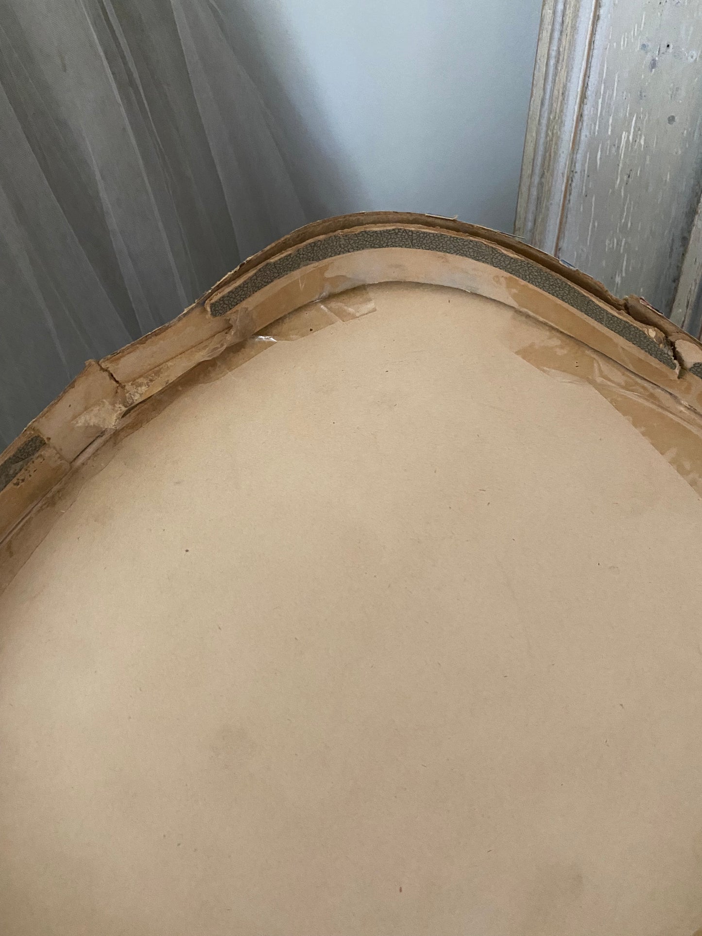Antique Hat Box Faded Blue Hand Painted Wallpaper