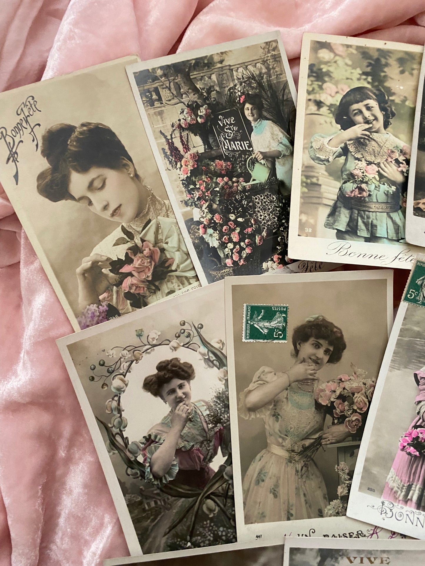 Antique French Postcard Collection 17 Romantic Pastel