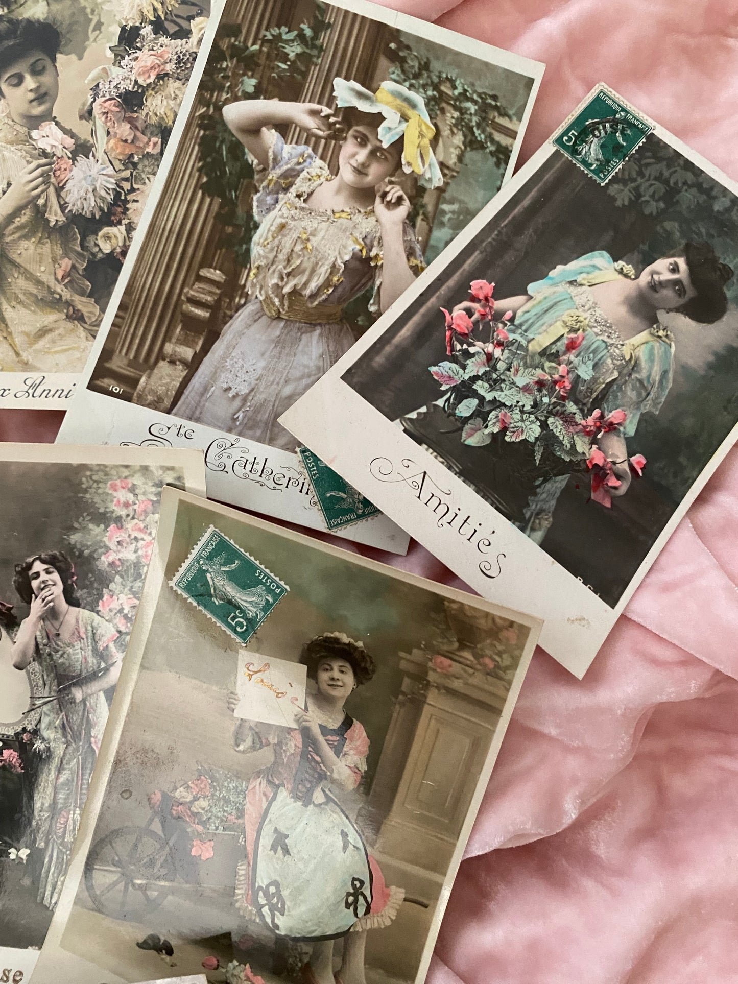 Antique French Postcard Collection 17 Romantic Pastel