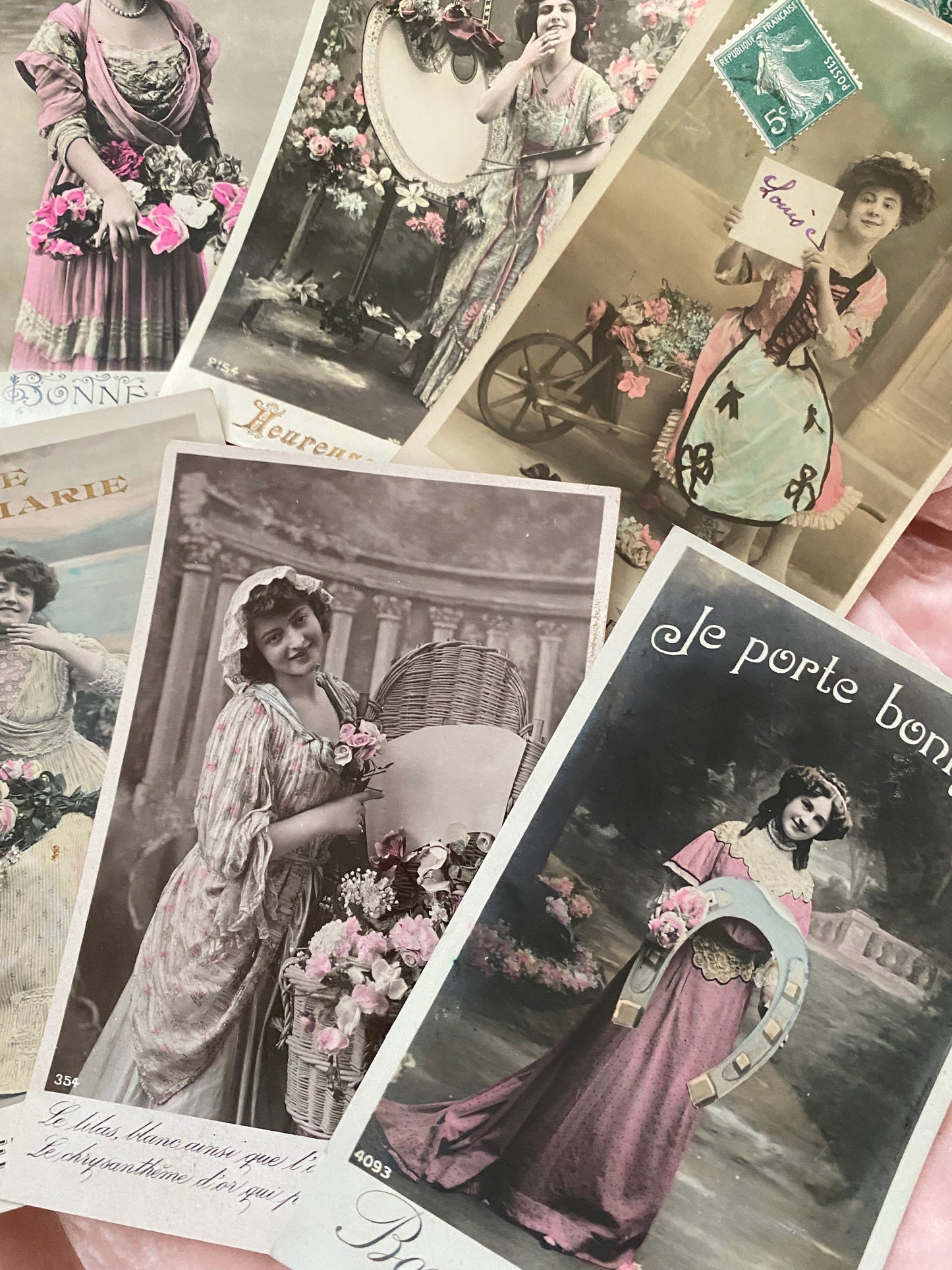 Antique French Postcard Collection 17 Romantic Pastel