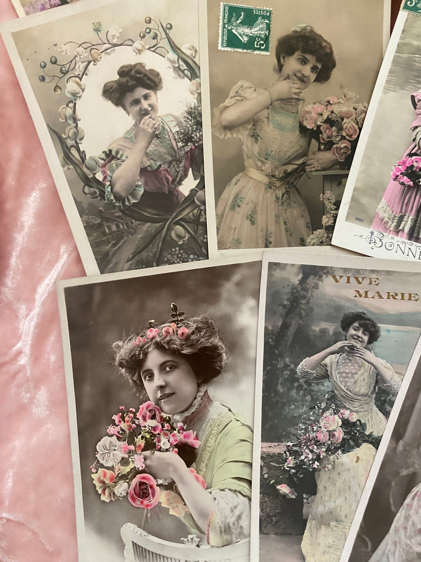 Antique French Postcard Collection 17 Romantic Pastel