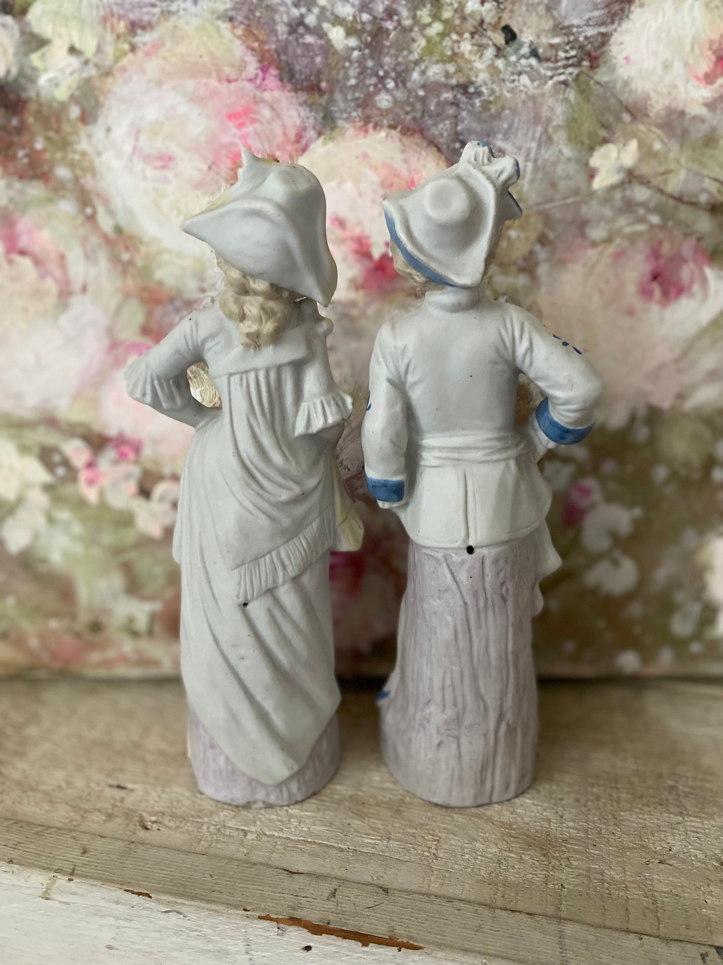 Pair Antique Bisque Marie Antoinette Era Figures