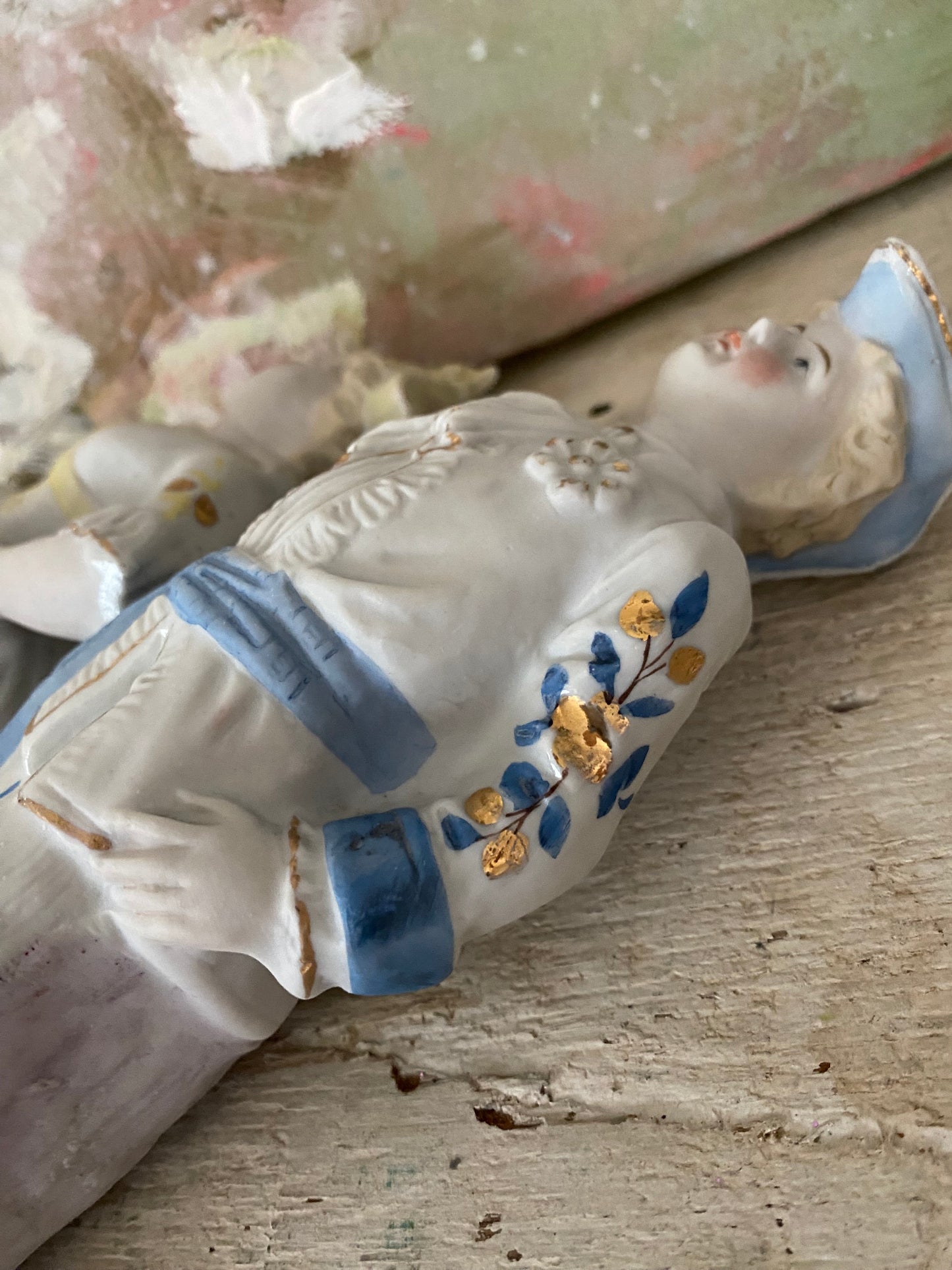 Pair Antique Bisque Marie Antoinette Era Figures
