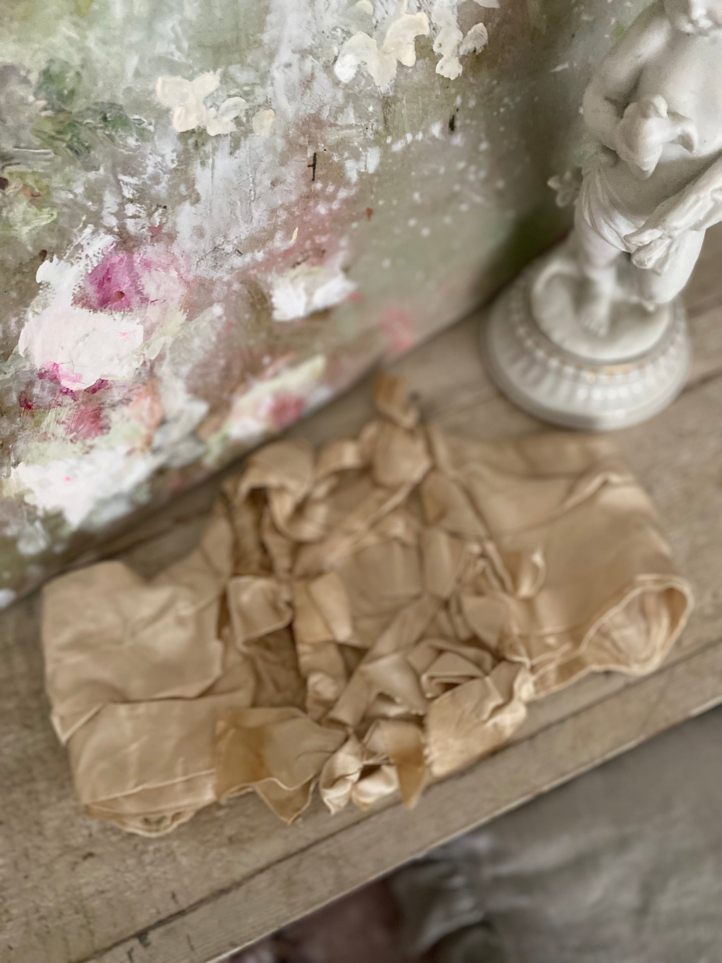 Antique Waist Corset Silk Ribbons Bows