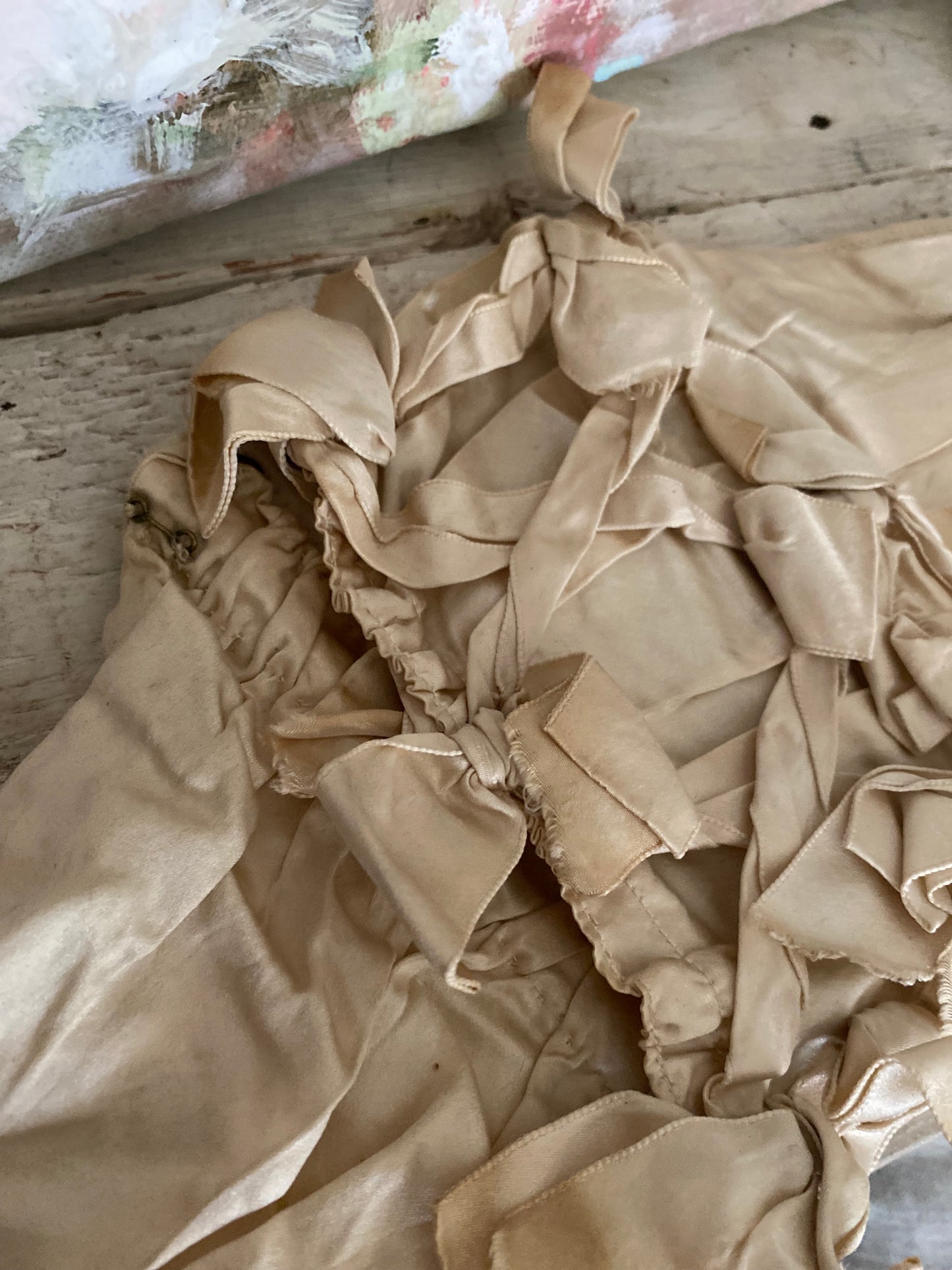 Antique Waist Corset Silk Ribbons Bows