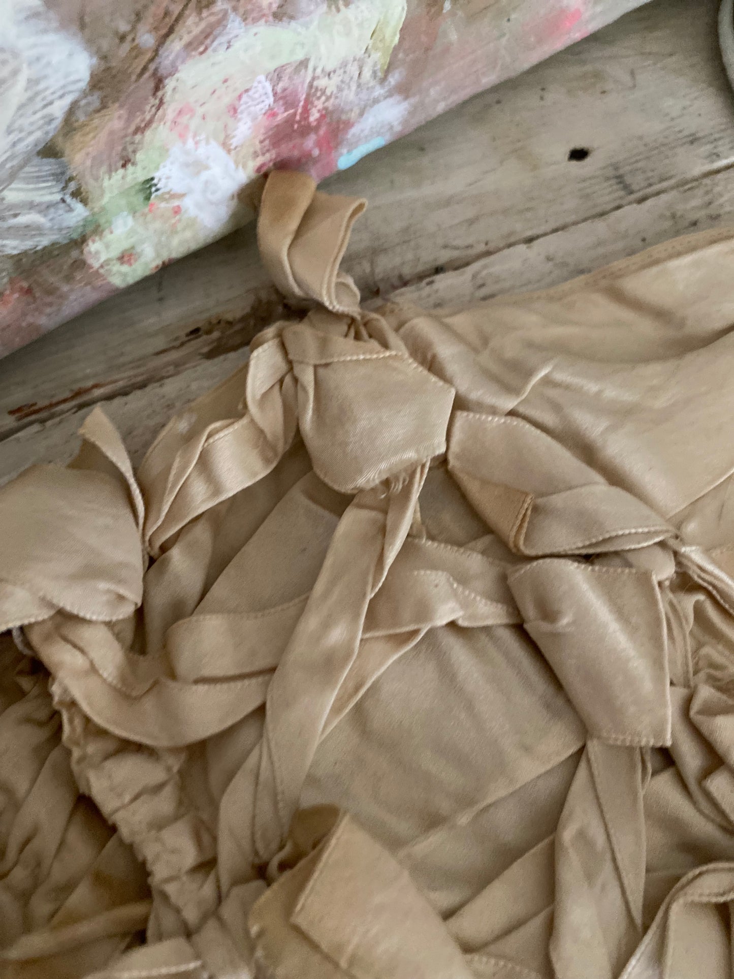 Antique Waist Corset Silk Ribbons Bows