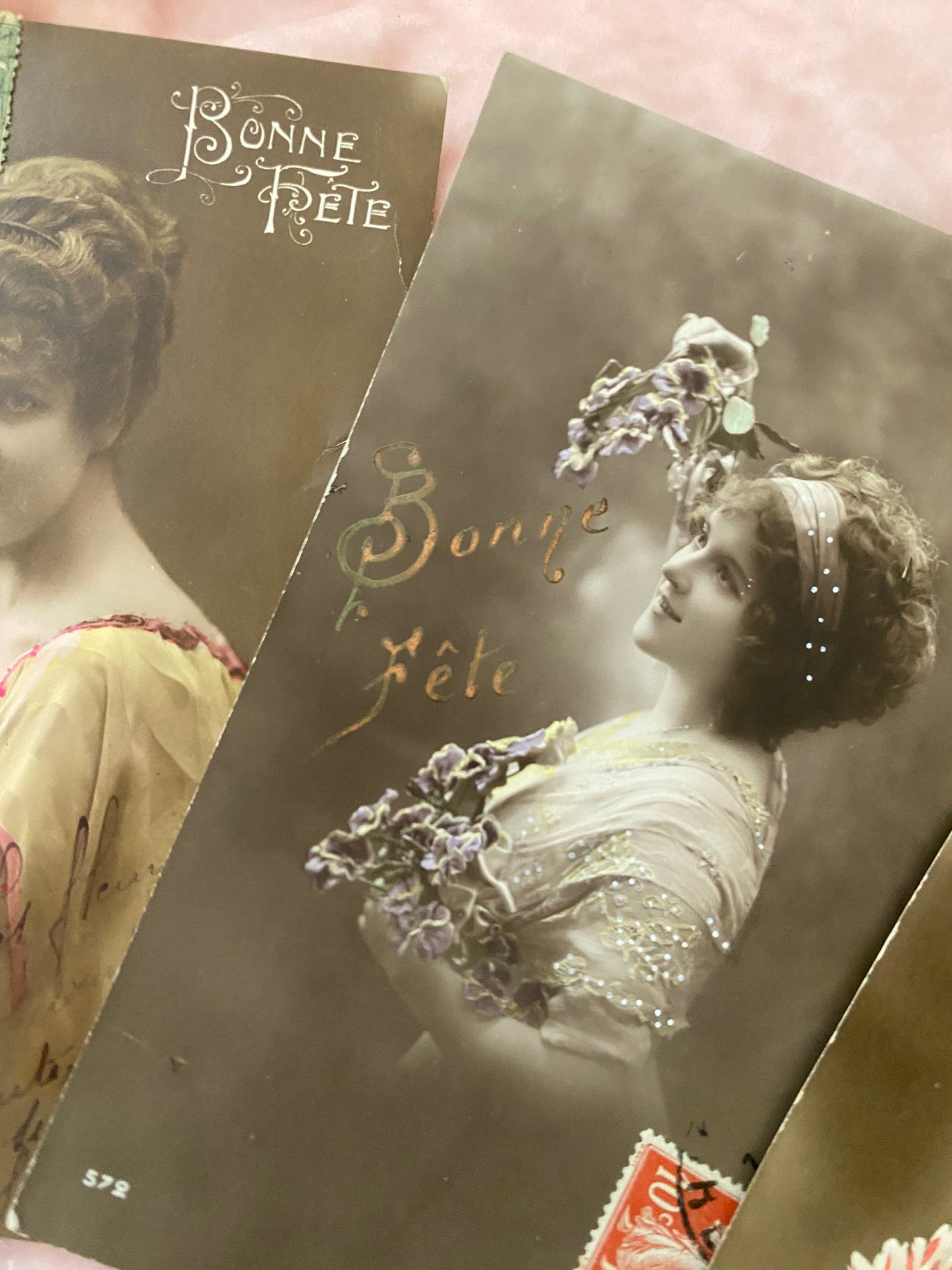 Antique Collection 16 French Postcards Beautiful Women Lace Dress Millinery