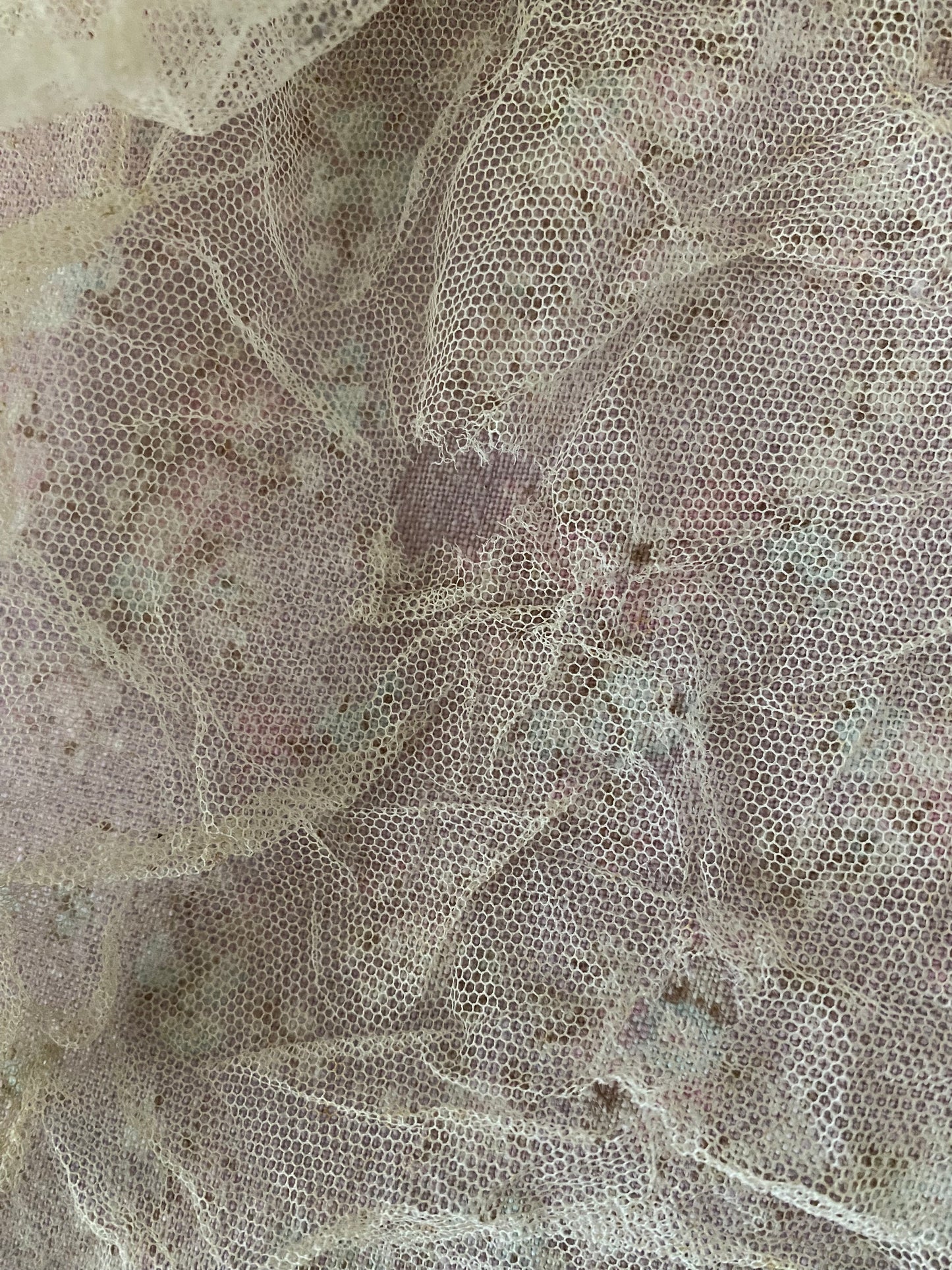 Antique 1920s Net Lace Rhinestone Applique