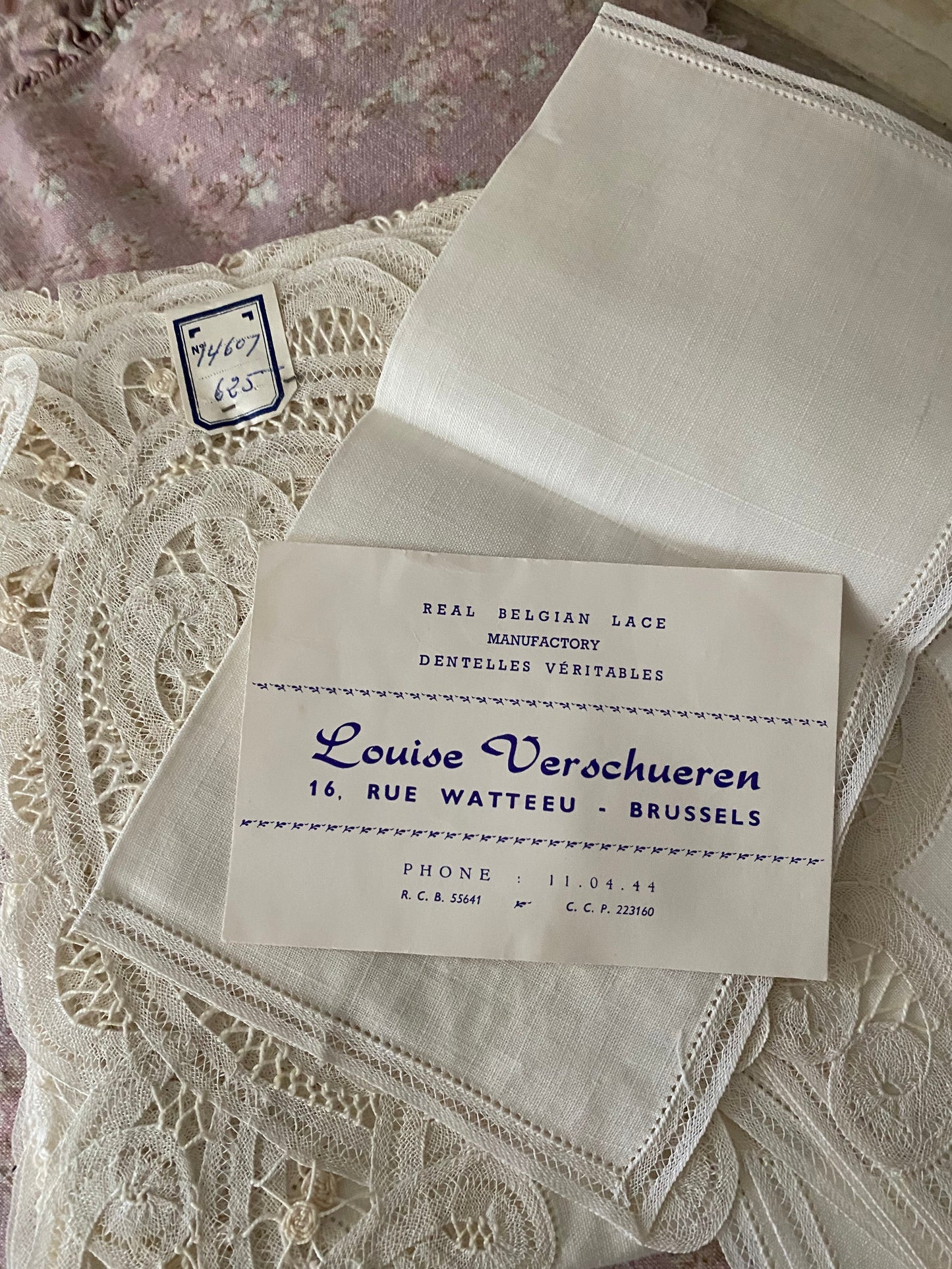 Antique Belgian Lace Tablecloth Napkins
