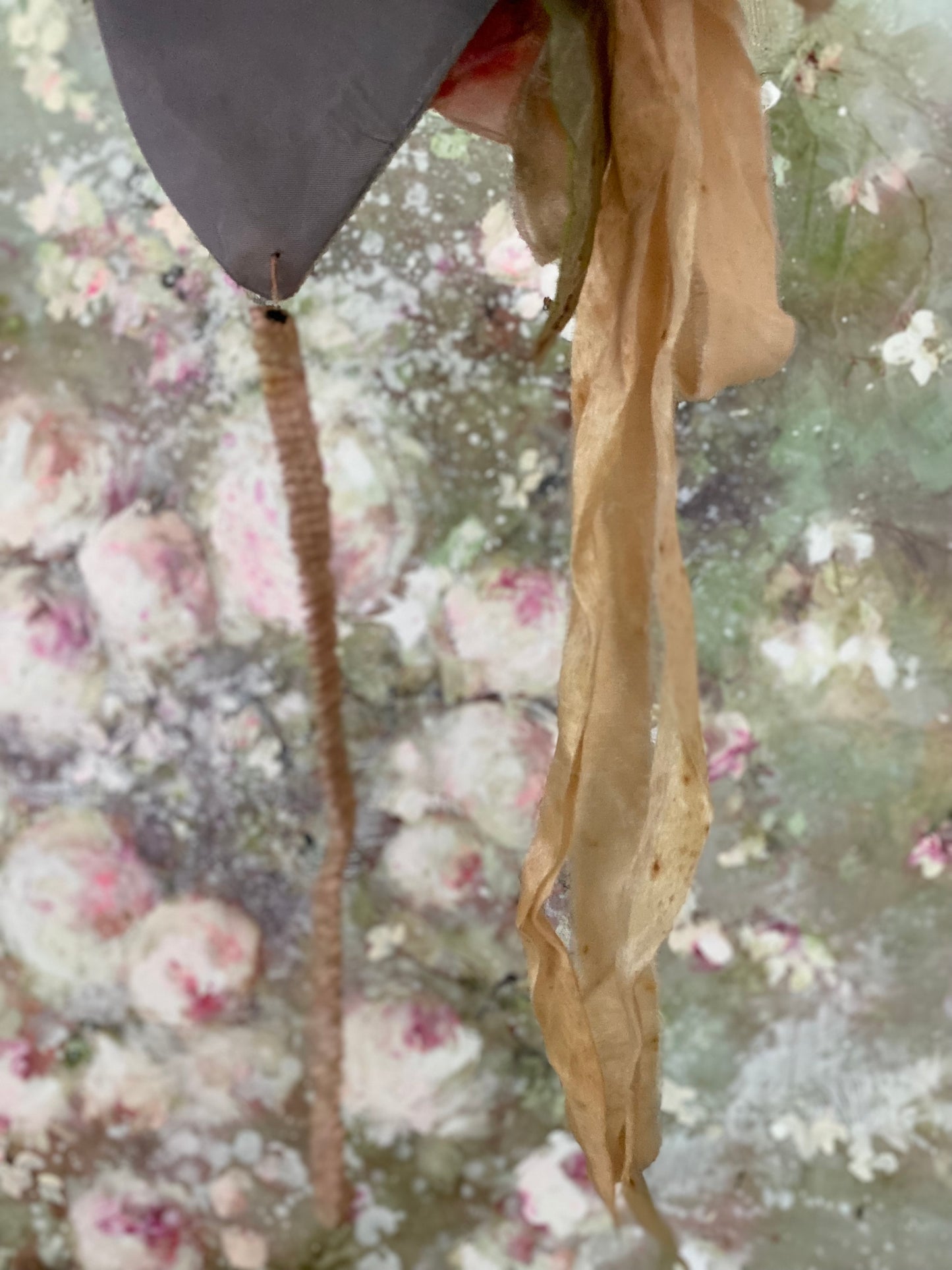 Antique Velvet Pink Millinery Rose Ribbon Costume Headpiece